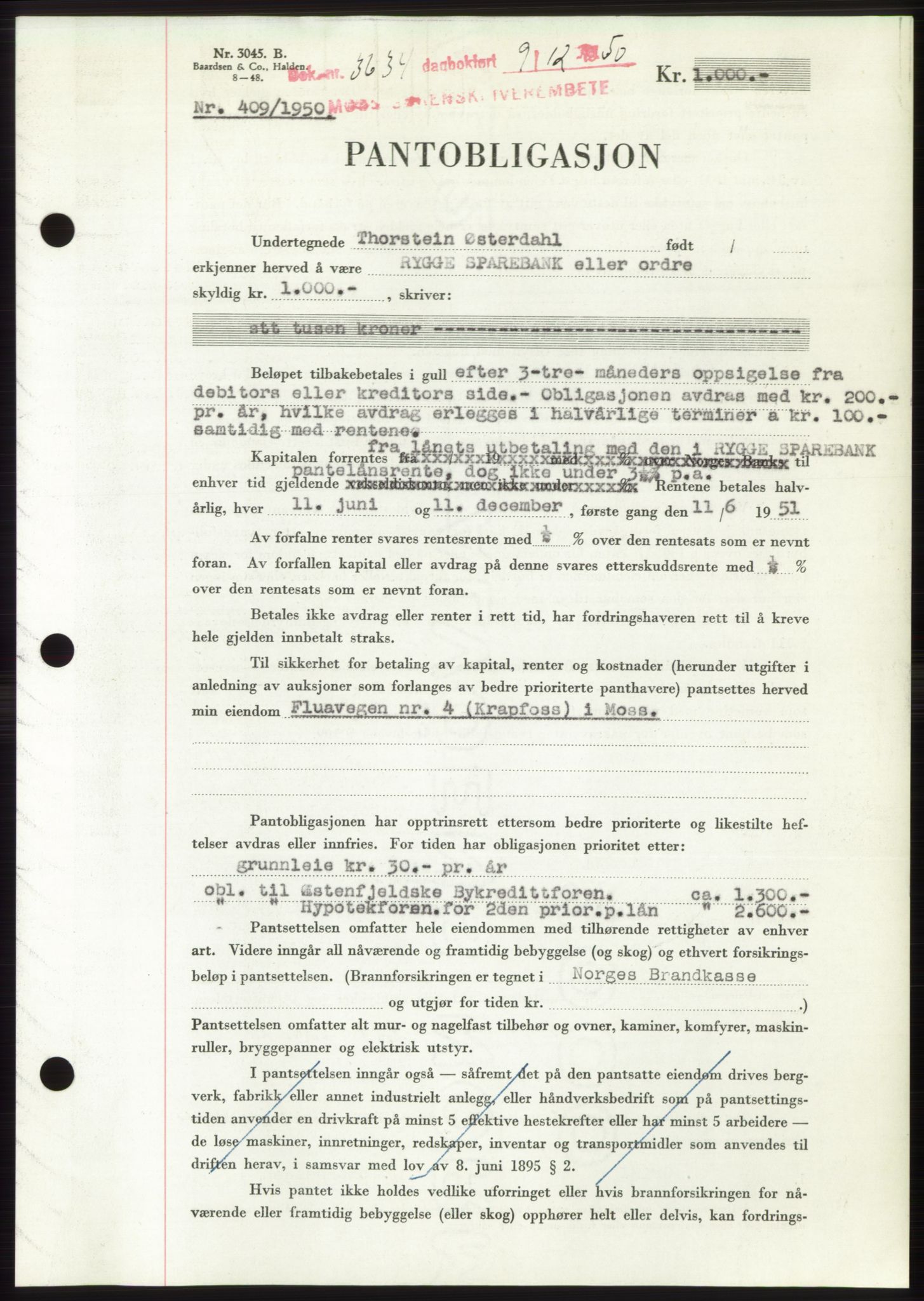 Moss sorenskriveri, SAO/A-10168: Pantebok nr. B25, 1950-1950, Dagboknr: 3634/1950