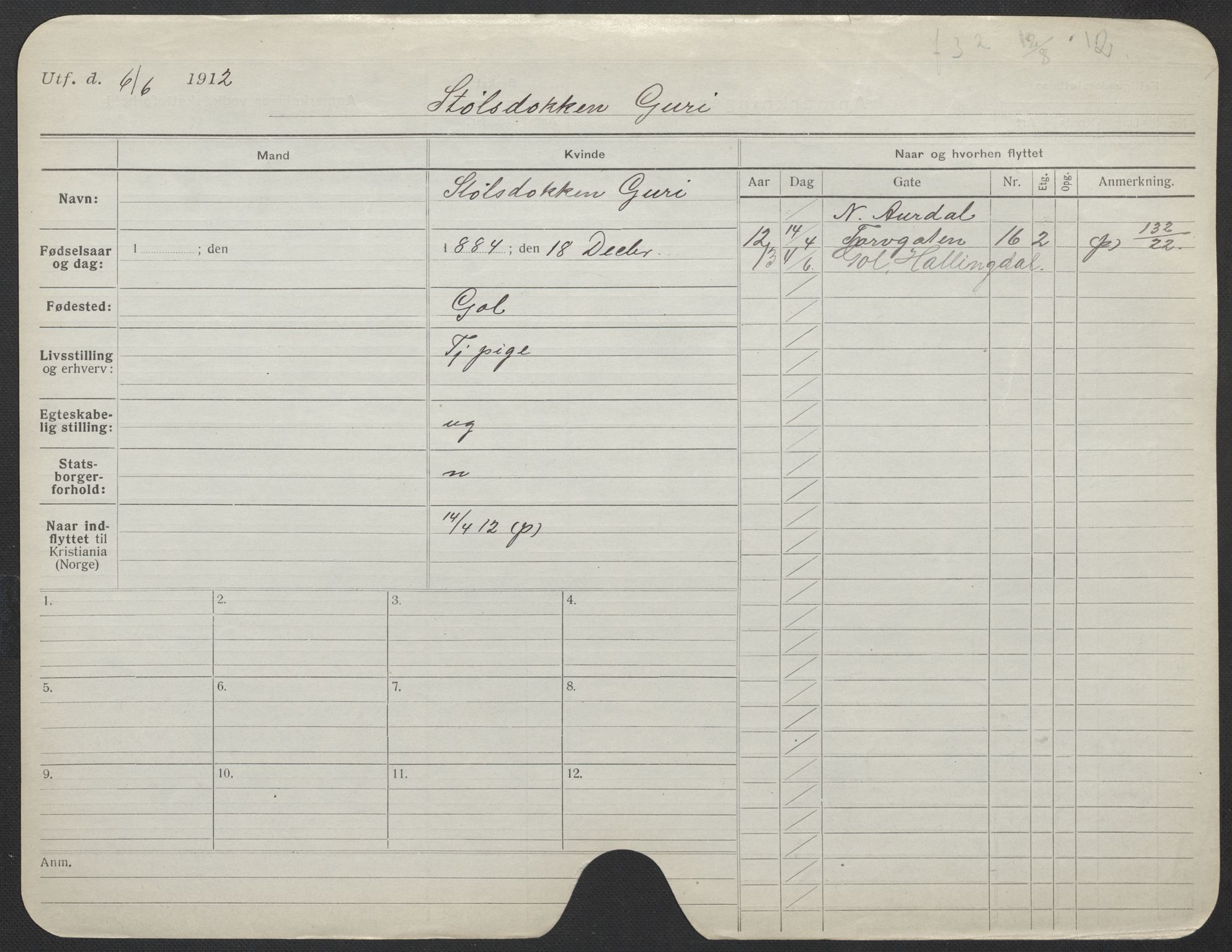 Oslo folkeregister, Registerkort, AV/SAO-A-11715/F/Fa/Fac/L0024: Kvinner, 1906-1914, s. 502a