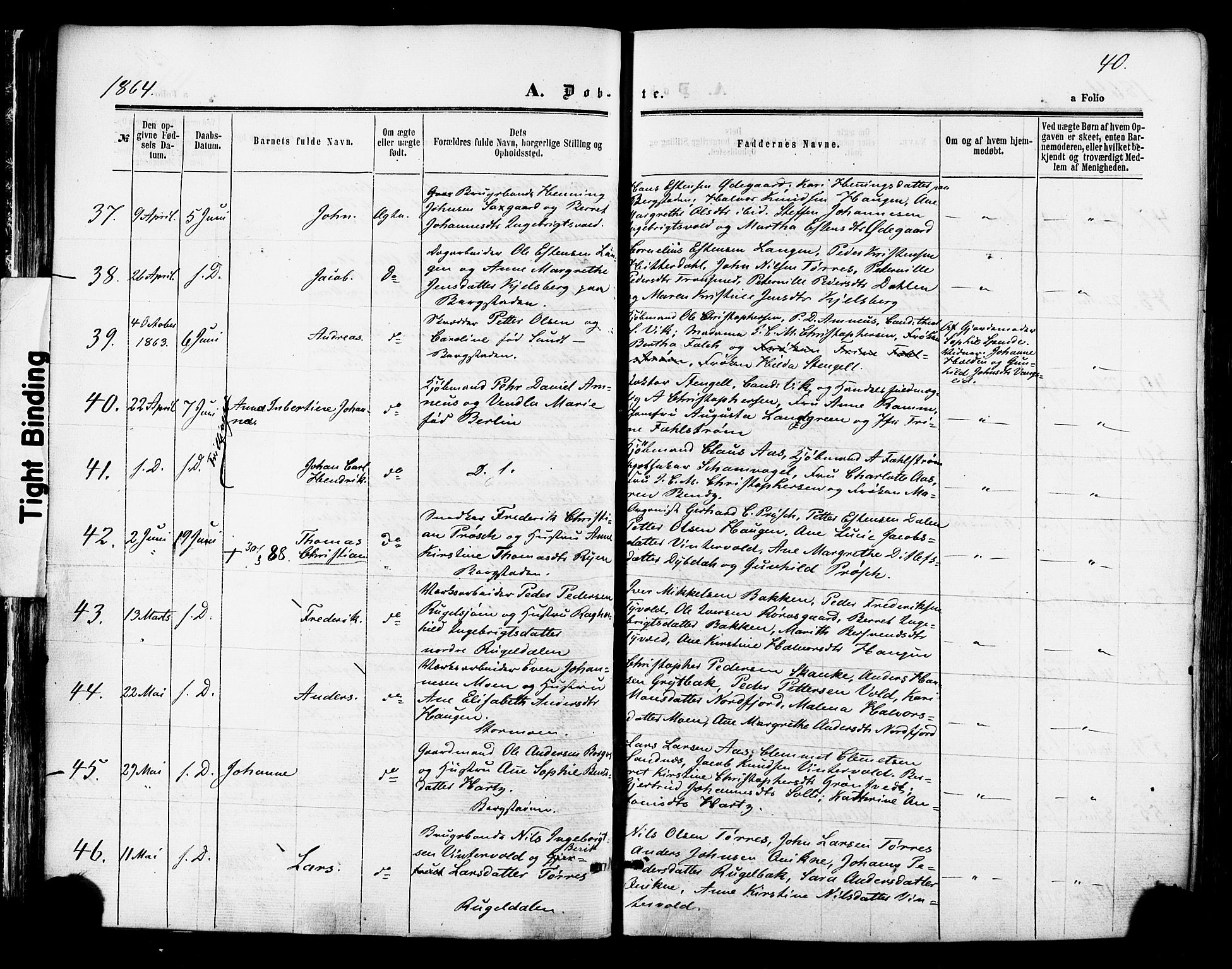 Ministerialprotokoller, klokkerbøker og fødselsregistre - Sør-Trøndelag, SAT/A-1456/681/L0932: Ministerialbok nr. 681A10, 1860-1878, s. 40