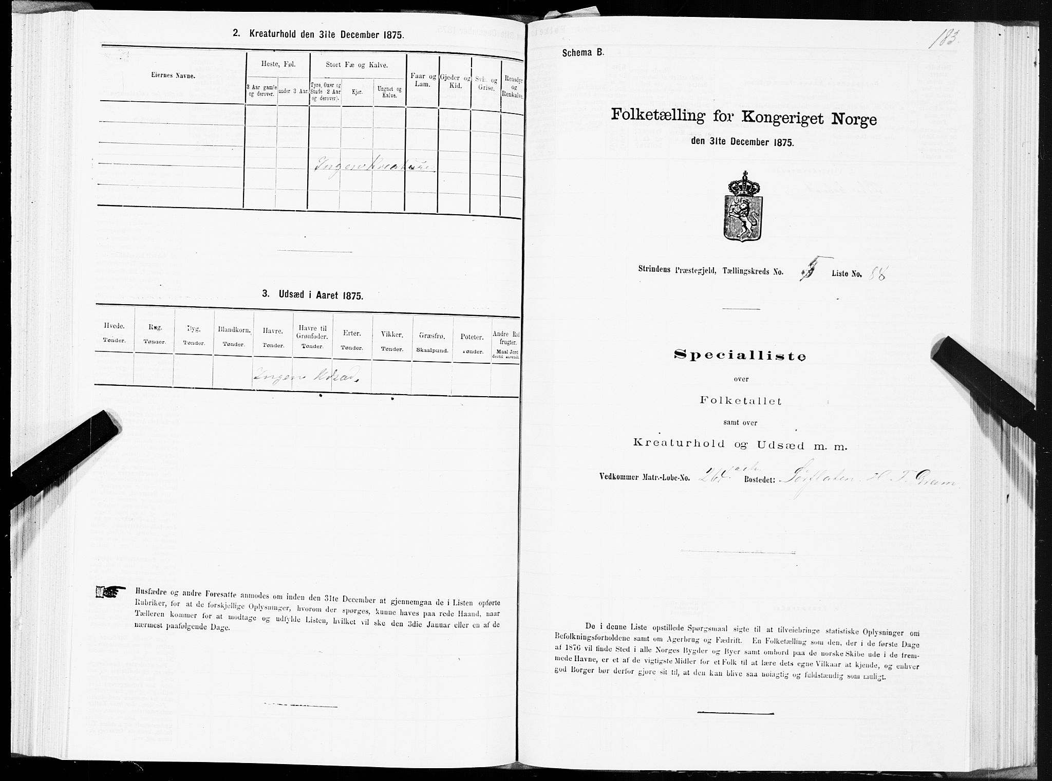 SAT, Folketelling 1875 for 1660P Strinda prestegjeld, 1875, s. 3183