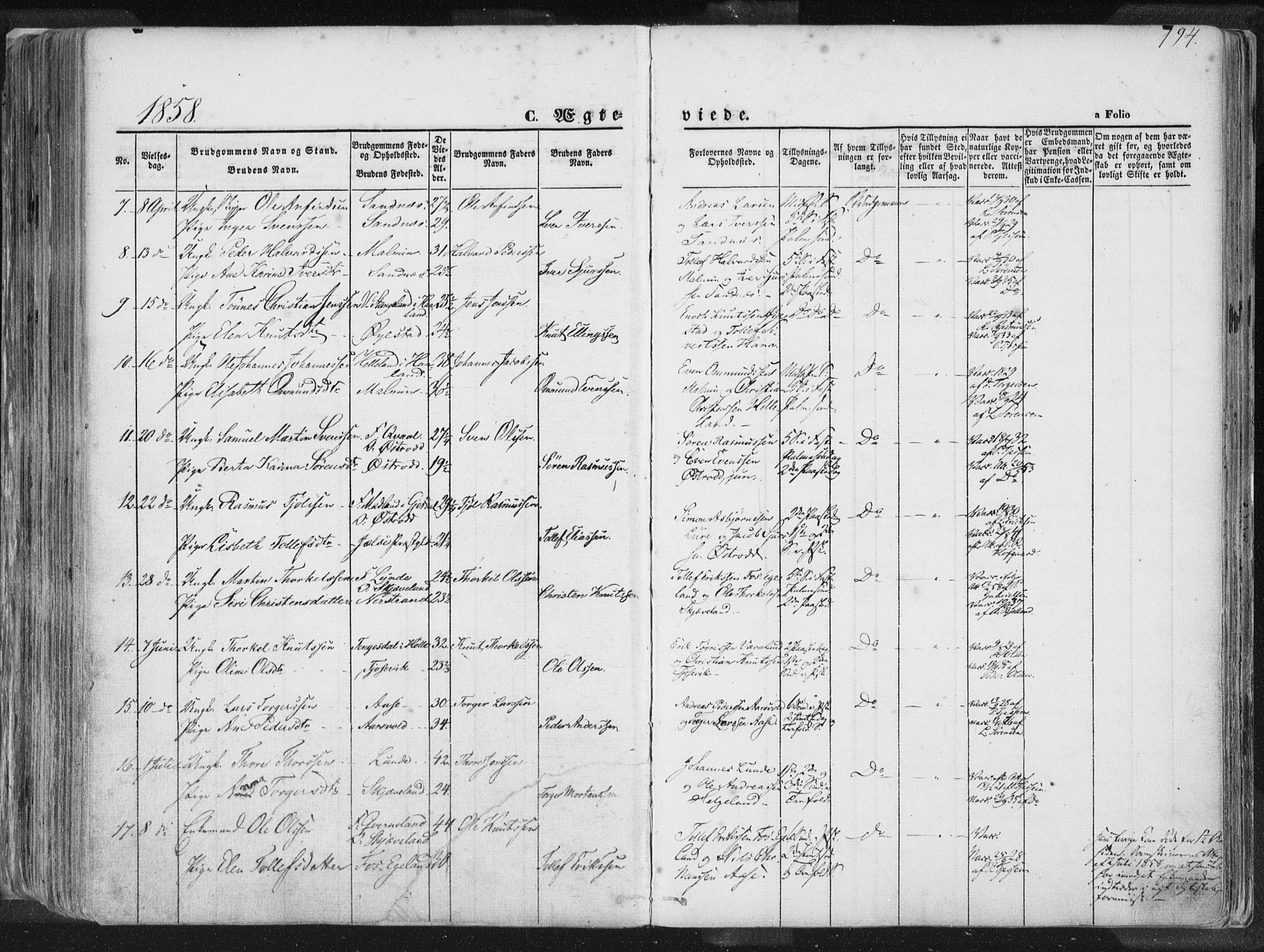 Høyland sokneprestkontor, AV/SAST-A-101799/001/30BA/L0010: Ministerialbok nr. A 9.1, 1857-1877, s. 194