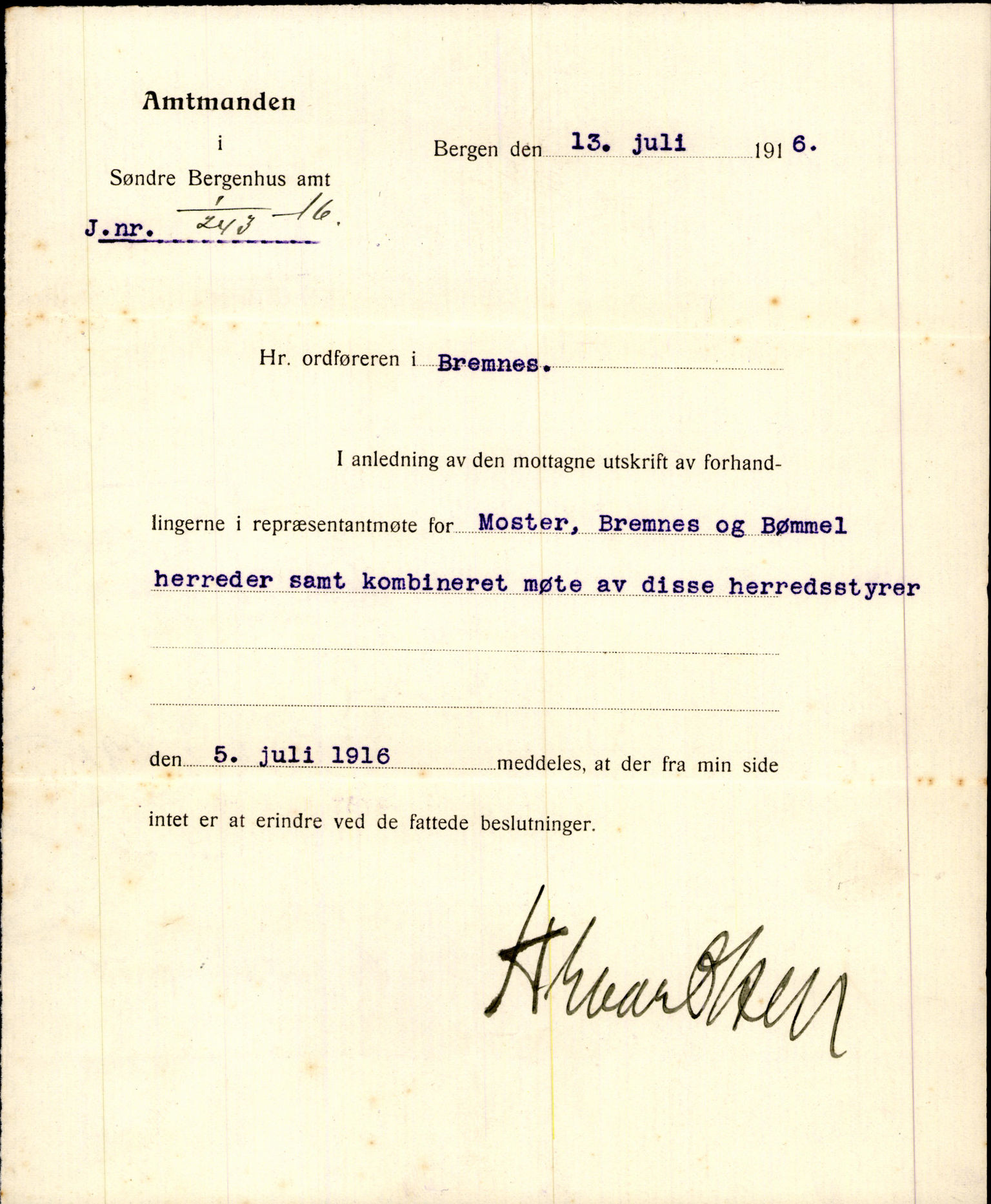 Finnaas kommune. Formannskapet, IKAH/1218a-021/D/Da/L0001/0013: Korrespondanse / saker / Kronologisk ordna korrespondanse , 1914-1916, s. 17