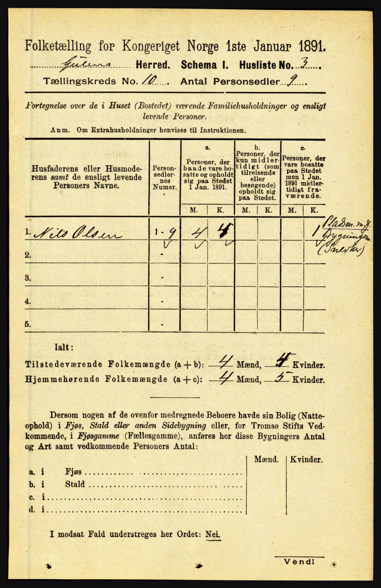 RA, Folketelling 1891 for 1411 Gulen herred, 1891, s. 3260