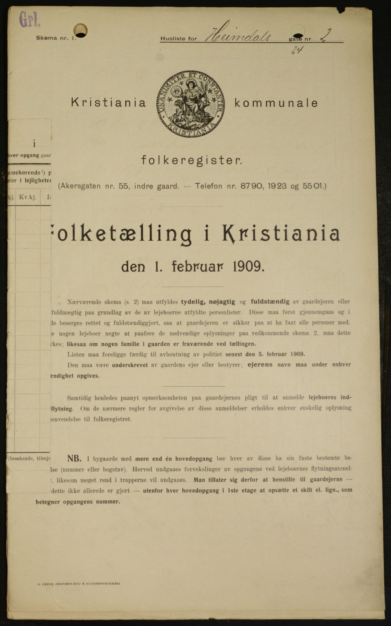 OBA, Kommunal folketelling 1.2.1909 for Kristiania kjøpstad, 1909, s. 33141