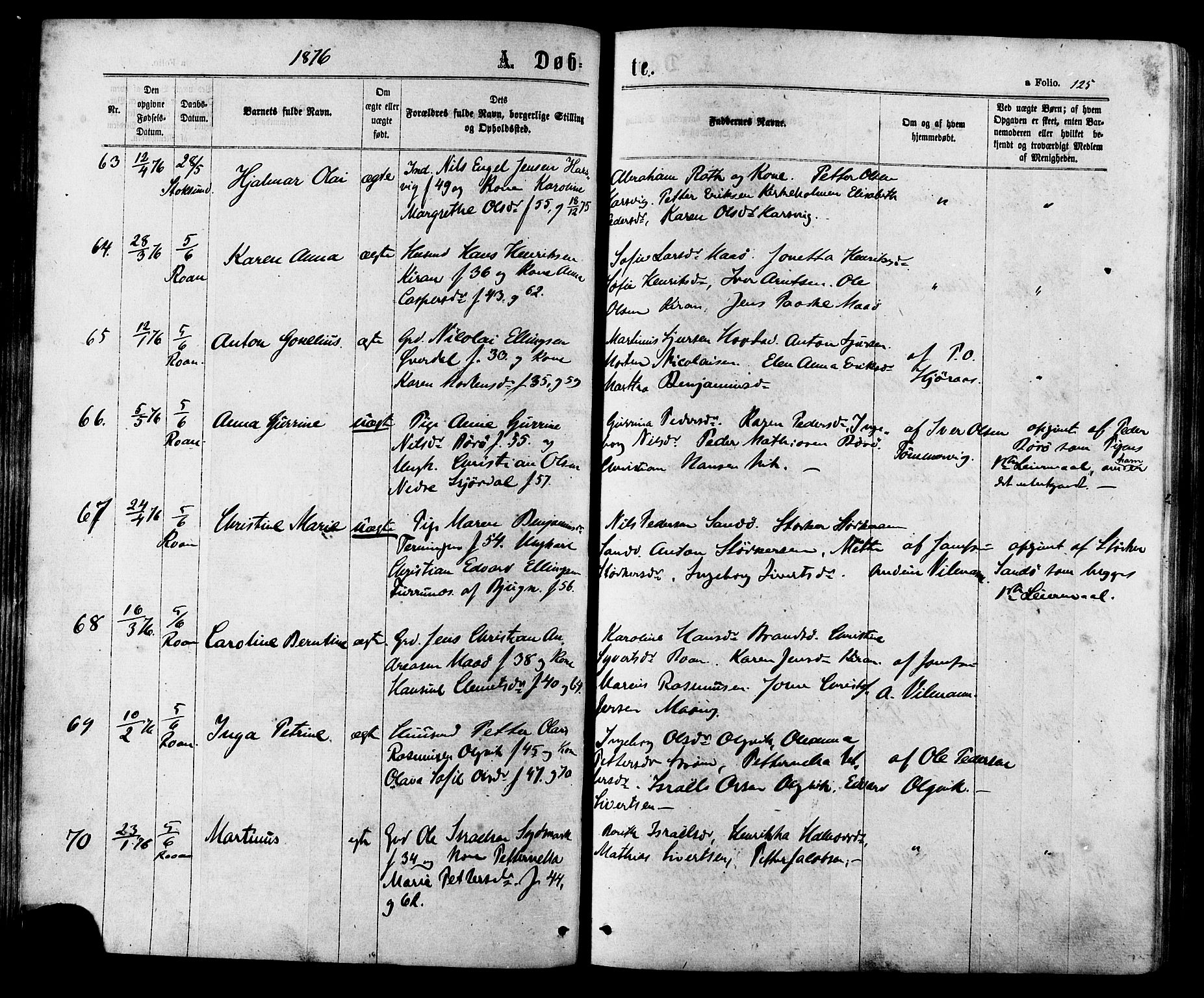 Ministerialprotokoller, klokkerbøker og fødselsregistre - Sør-Trøndelag, SAT/A-1456/657/L0706: Ministerialbok nr. 657A07, 1867-1878, s. 125