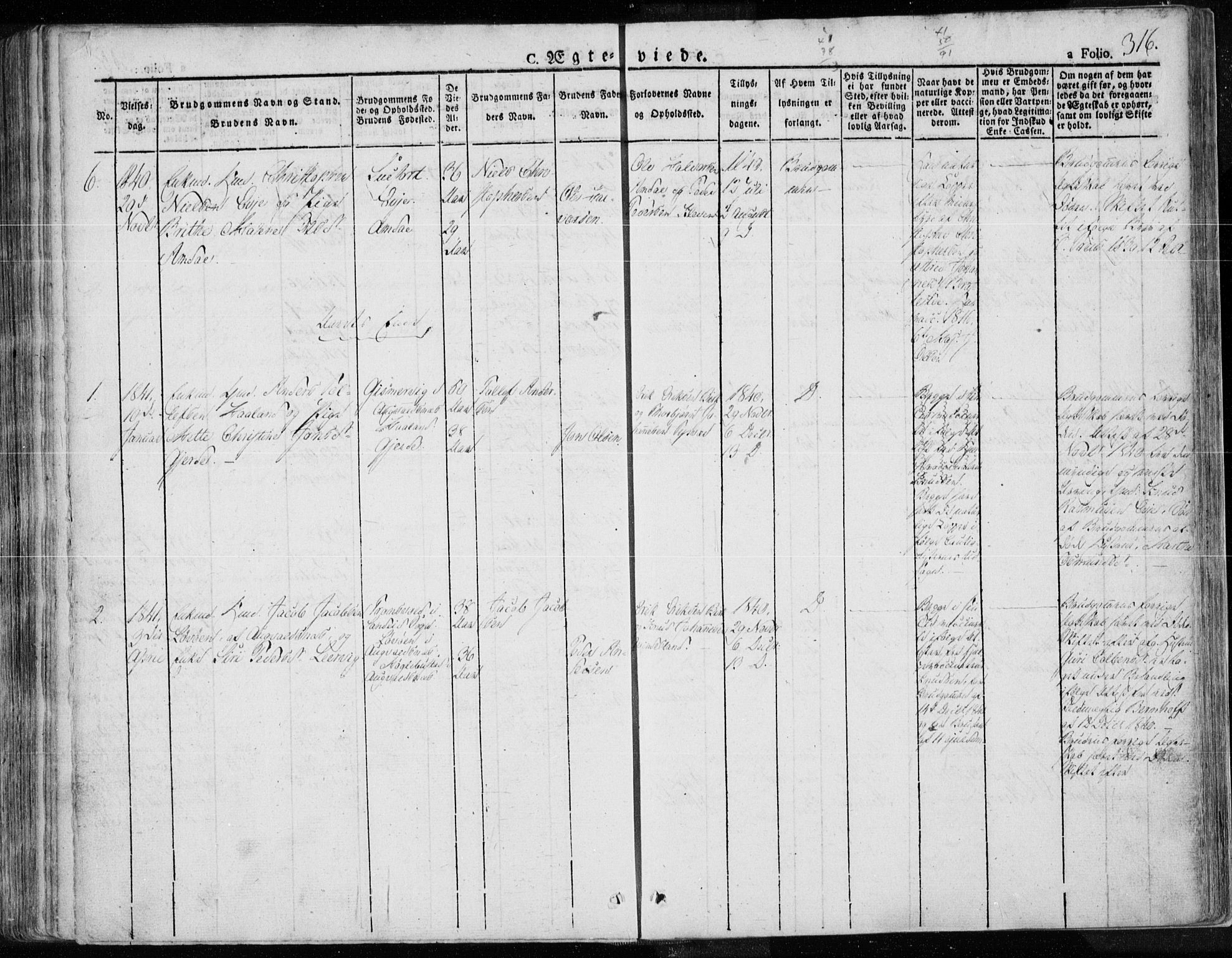 Tysvær sokneprestkontor, AV/SAST-A -101864/H/Ha/Haa/L0001: Ministerialbok nr. A 1.1, 1831-1856, s. 316