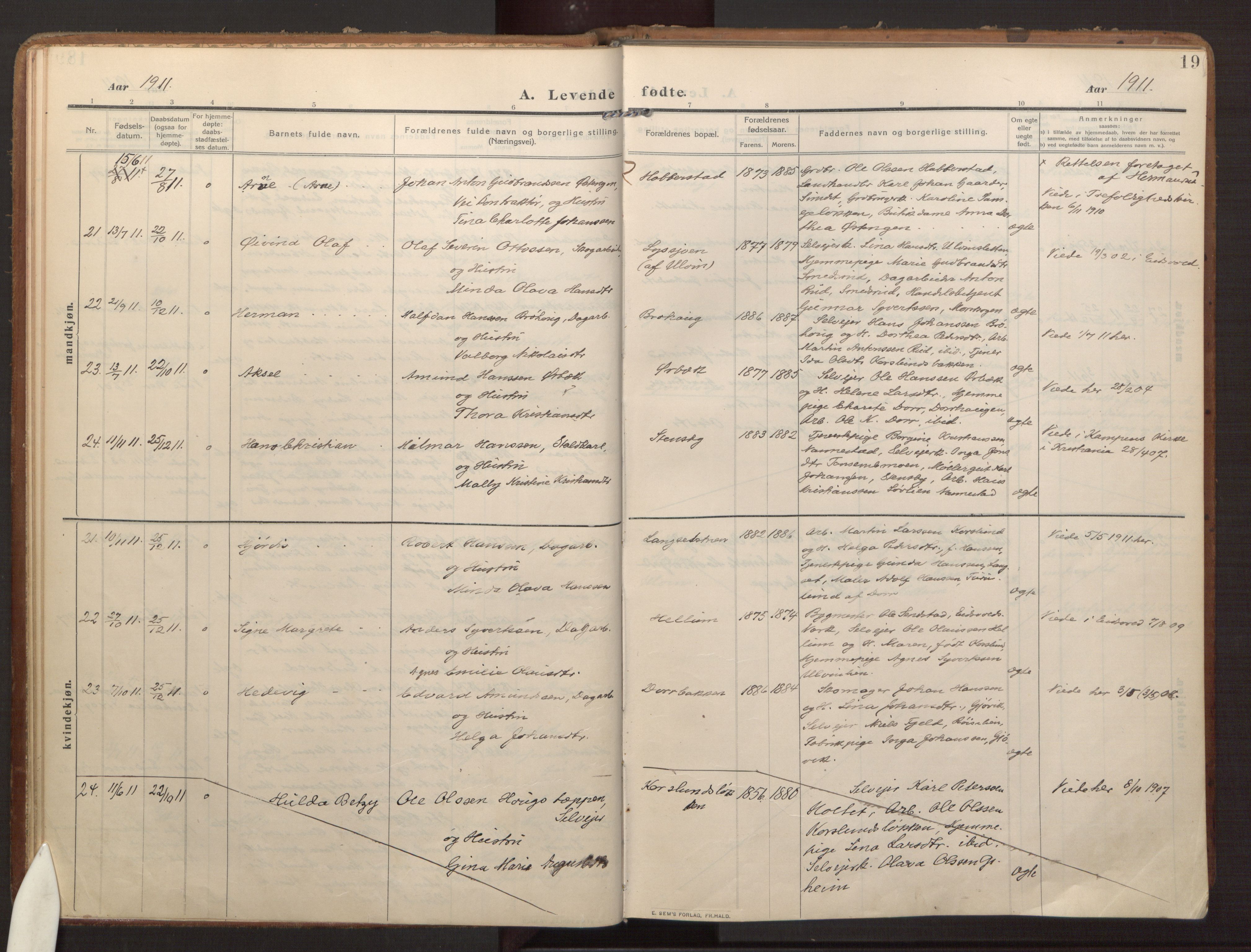 Eidsvoll prestekontor Kirkebøker, AV/SAO-A-10888/F/Fb/L0004: Ministerialbok nr. II 4, 1909-1919, s. 19
