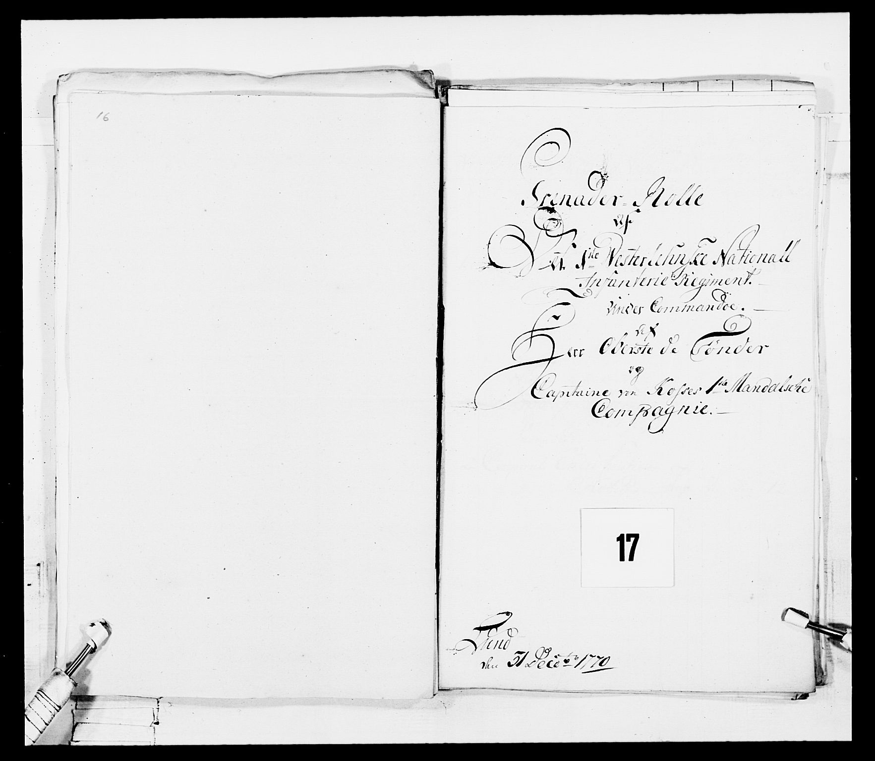 Generalitets- og kommissariatskollegiet, Det kongelige norske kommissariatskollegium, RA/EA-5420/E/Eh/L0101: 1. Vesterlenske nasjonale infanteriregiment, 1766-1777, s. 91