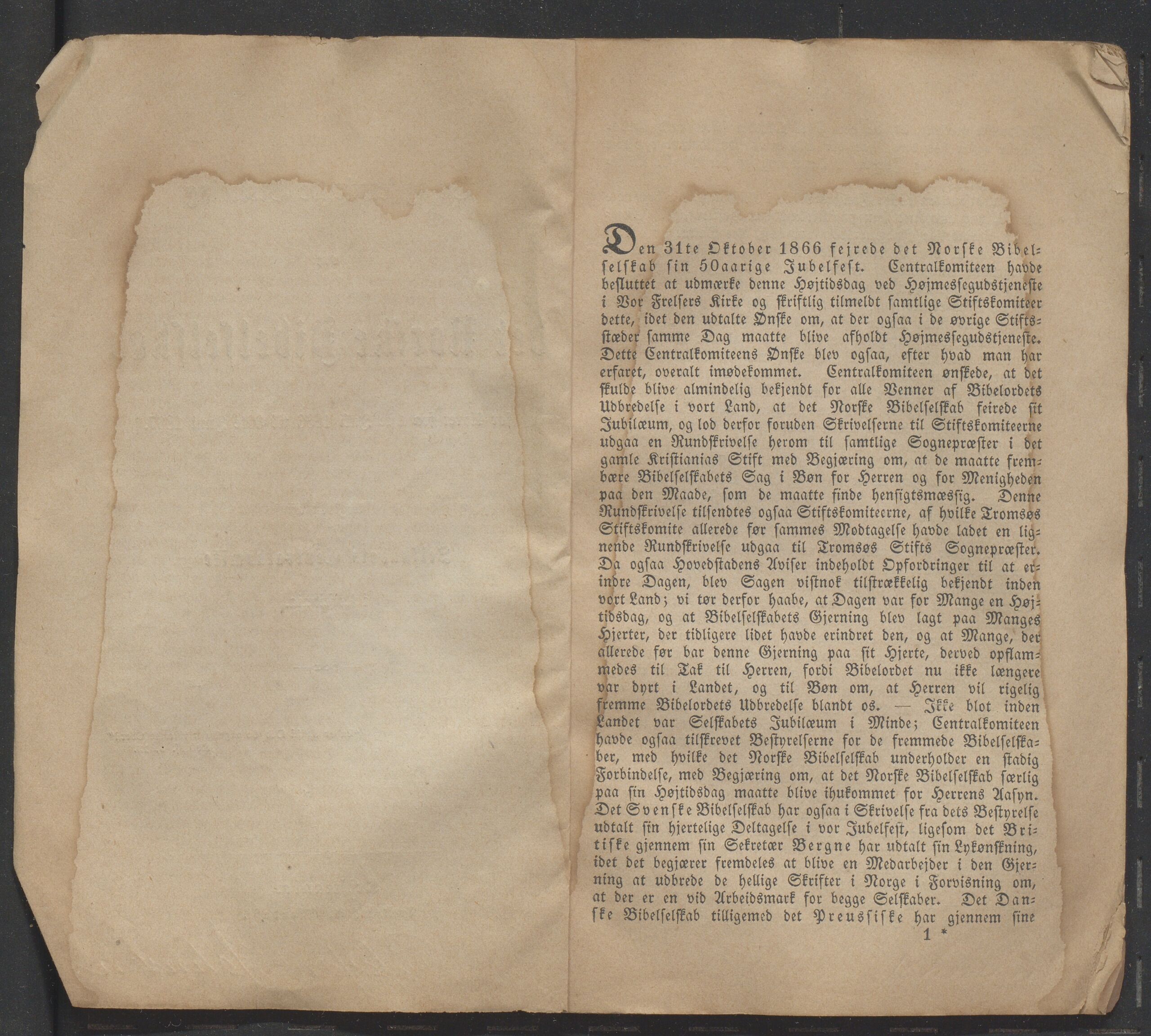 Det Norske Bibelselskap, VID/MDA-A-1528/X/L0002/0001/0002: Årsberetninger / Årsberetning 50 og 51, 1866-1867