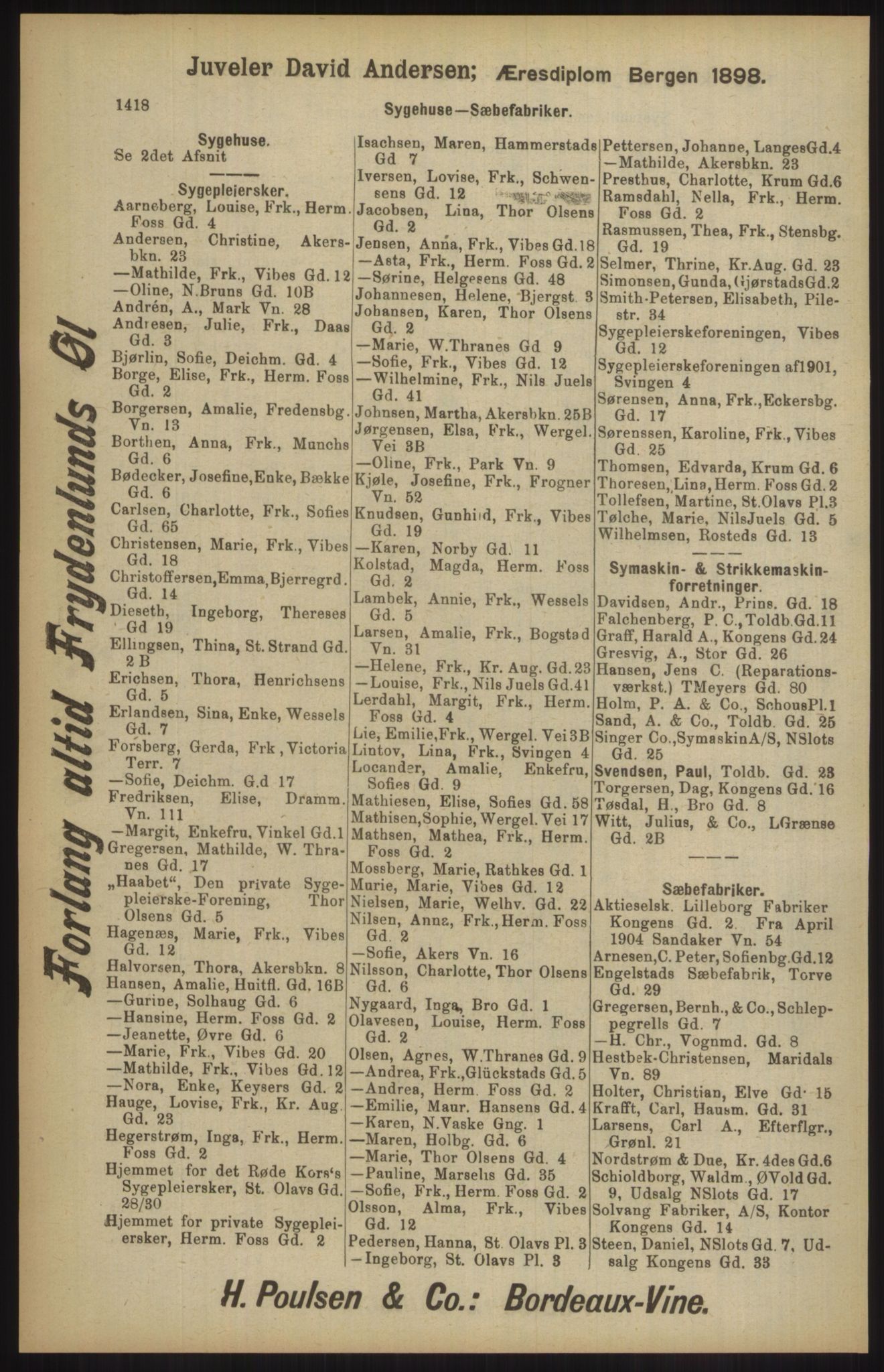 Kristiania/Oslo adressebok, PUBL/-, 1904, s. 1418