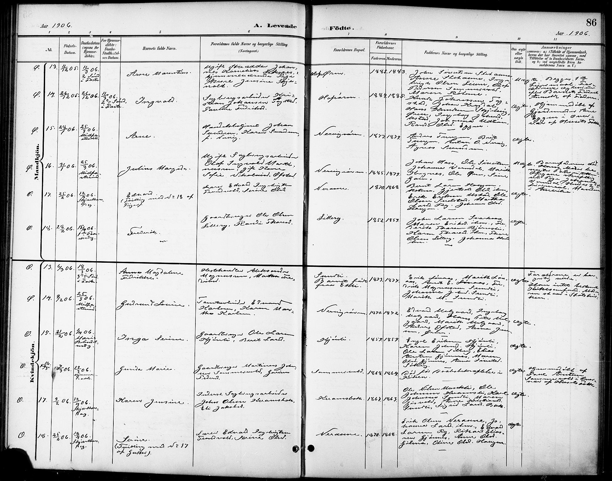 Ministerialprotokoller, klokkerbøker og fødselsregistre - Sør-Trøndelag, SAT/A-1456/668/L0819: Klokkerbok nr. 668C08, 1899-1912, s. 86
