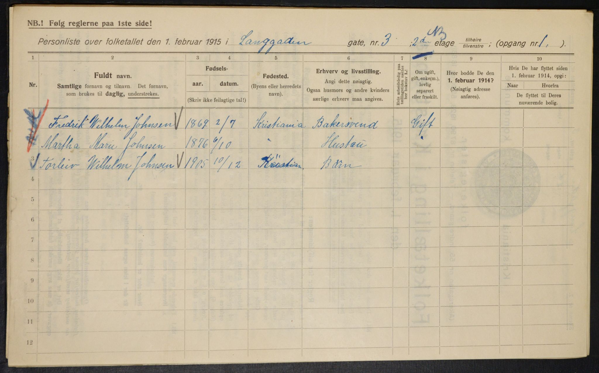 OBA, Kommunal folketelling 1.2.1915 for Kristiania, 1915, s. 55952