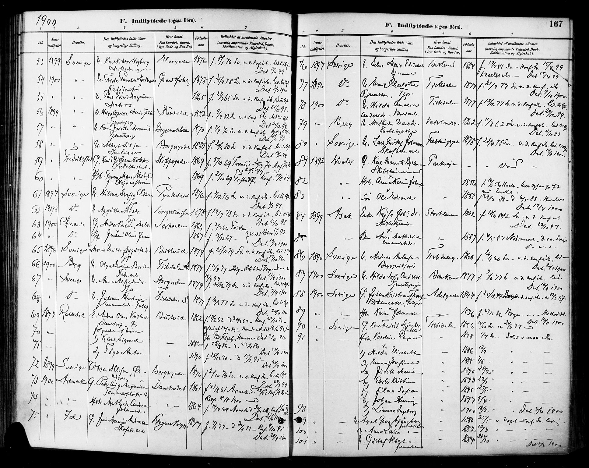 Halden prestekontor Kirkebøker, AV/SAO-A-10909/F/Fa/L0014: Ministerialbok nr. I 14, 1890-1906, s. 167