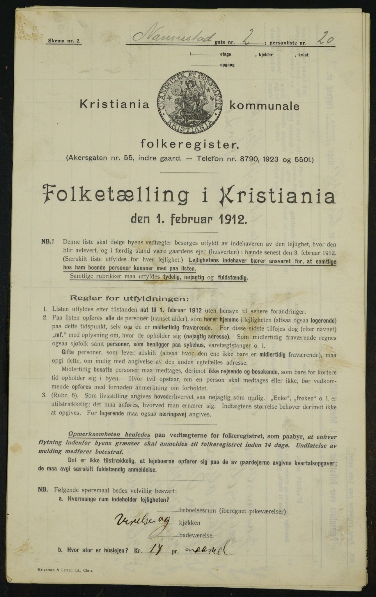 OBA, Kommunal folketelling 1.2.1912 for Kristiania, 1912, s. 69619