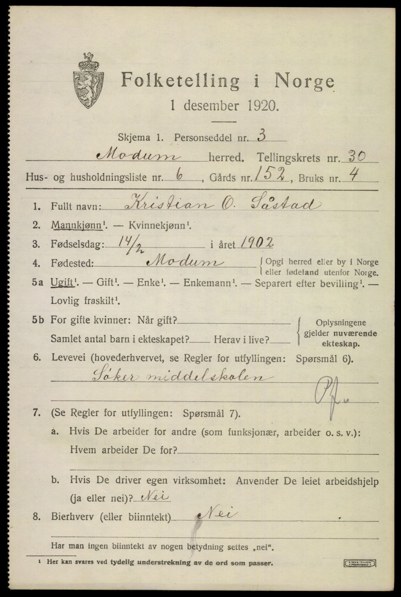 SAKO, Folketelling 1920 for 0623 Modum herred, 1920, s. 27713