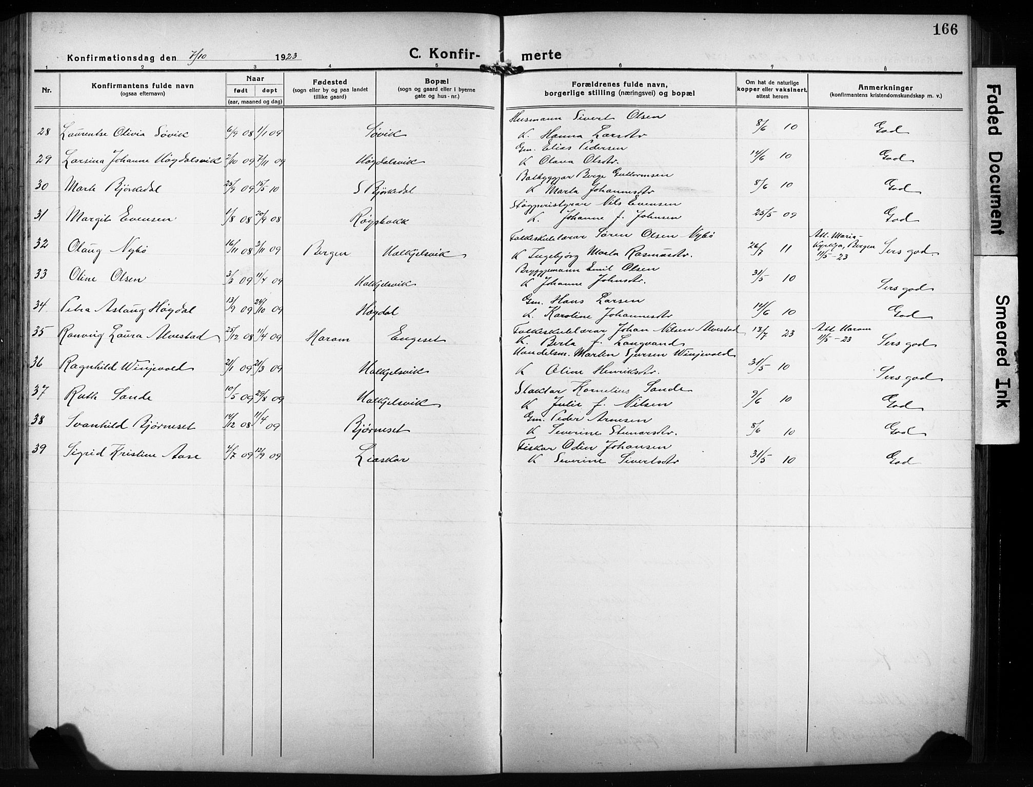 Ministerialprotokoller, klokkerbøker og fødselsregistre - Møre og Romsdal, AV/SAT-A-1454/511/L0160: Klokkerbok nr. 511C06, 1920-1932, s. 166