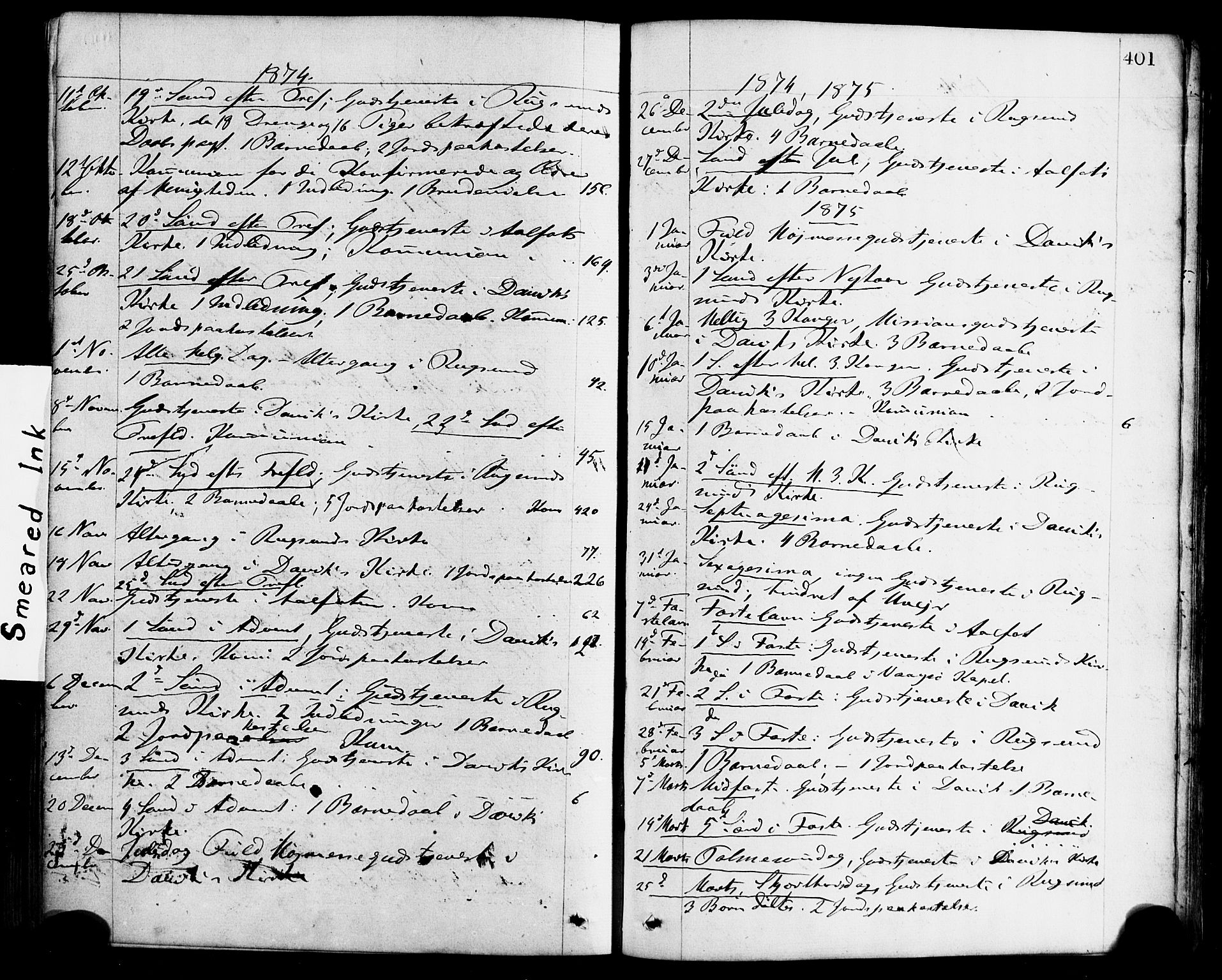 Davik sokneprestembete, AV/SAB-A-79701/H/Haa/Haaa/L0006: Ministerialbok nr. A 6, 1867-1881, s. 401