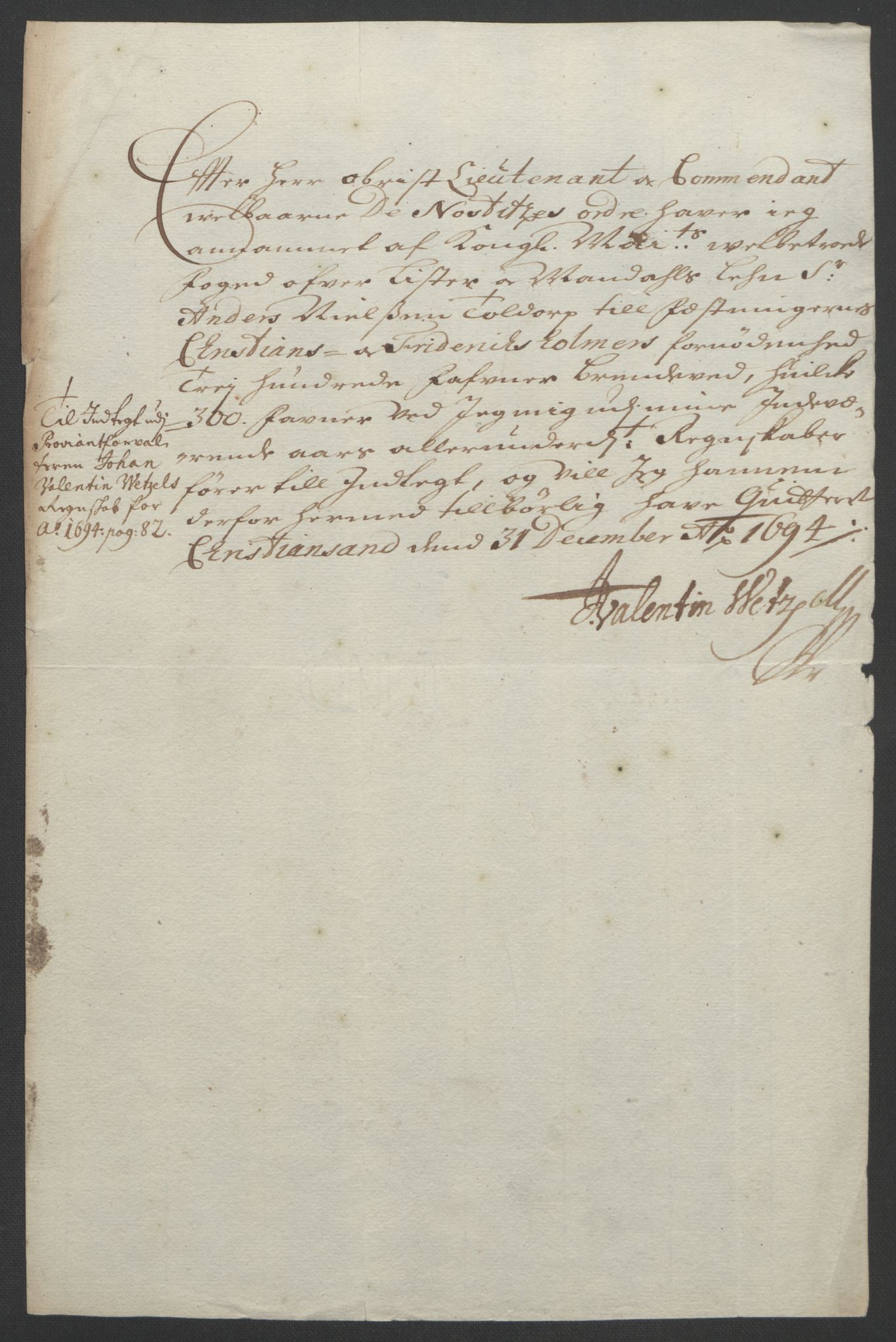 Rentekammeret inntil 1814, Reviderte regnskaper, Fogderegnskap, AV/RA-EA-4092/R43/L2545: Fogderegnskap Lista og Mandal, 1694-1695, s. 150