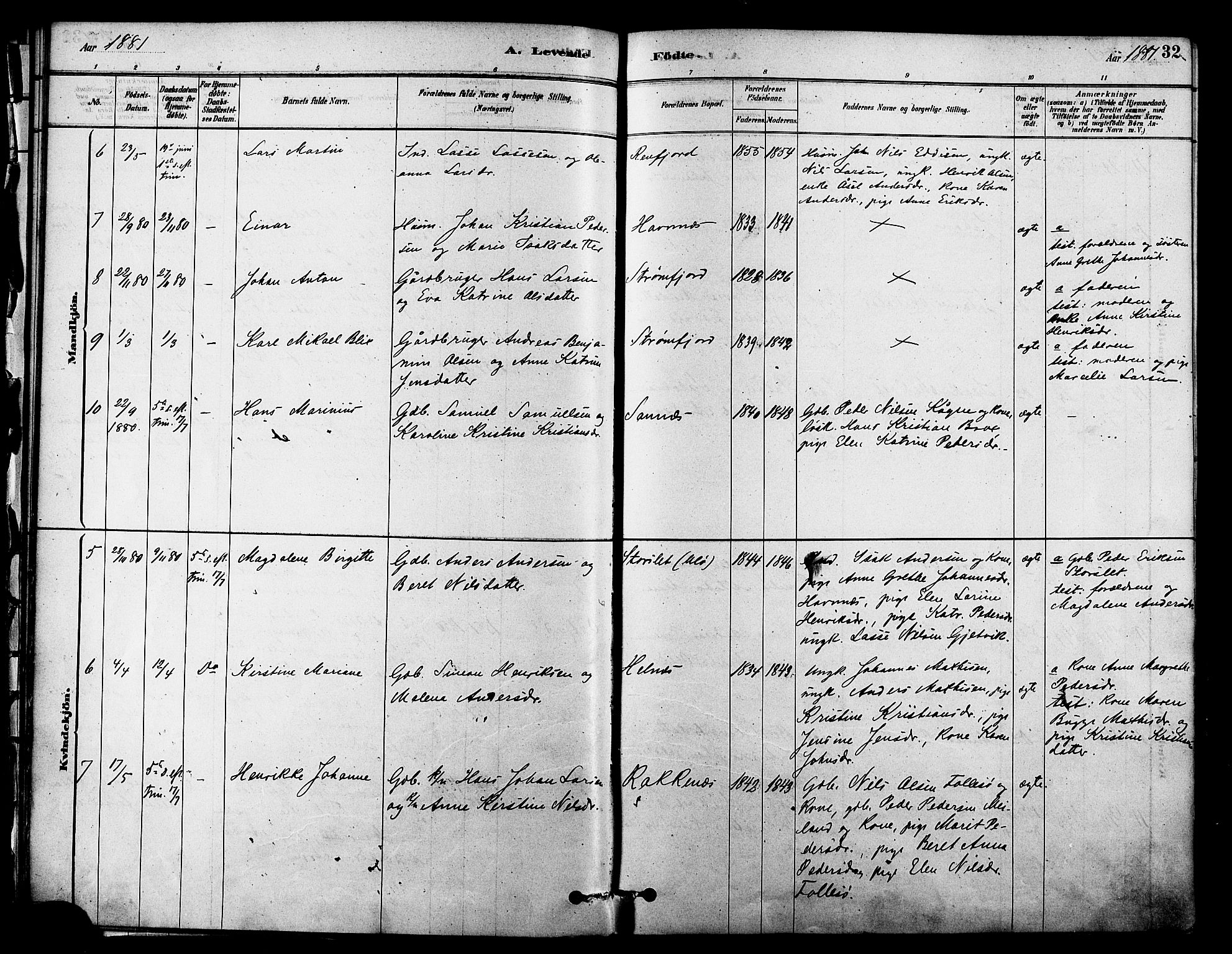 Skjervøy sokneprestkontor, AV/SATØ-S-1300/H/Ha/Haa/L0009kirke: Ministerialbok nr. 9, 1878-1887, s. 32