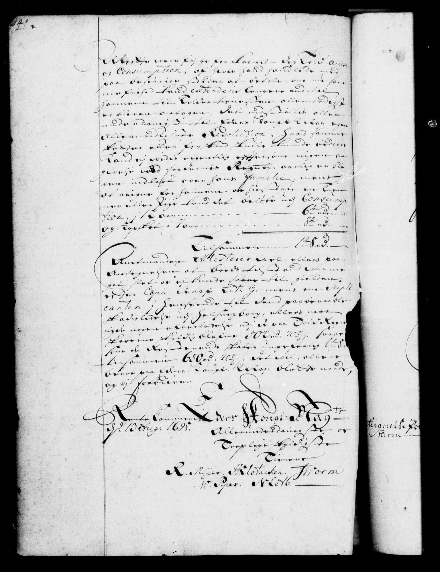 Rentekammeret, Kammerkanselliet, RA/EA-3111/G/Gf/Gfa/L0001: Resolusjonsprotokoll med register (merket RK 52.1), 1695-1706, s. 4
