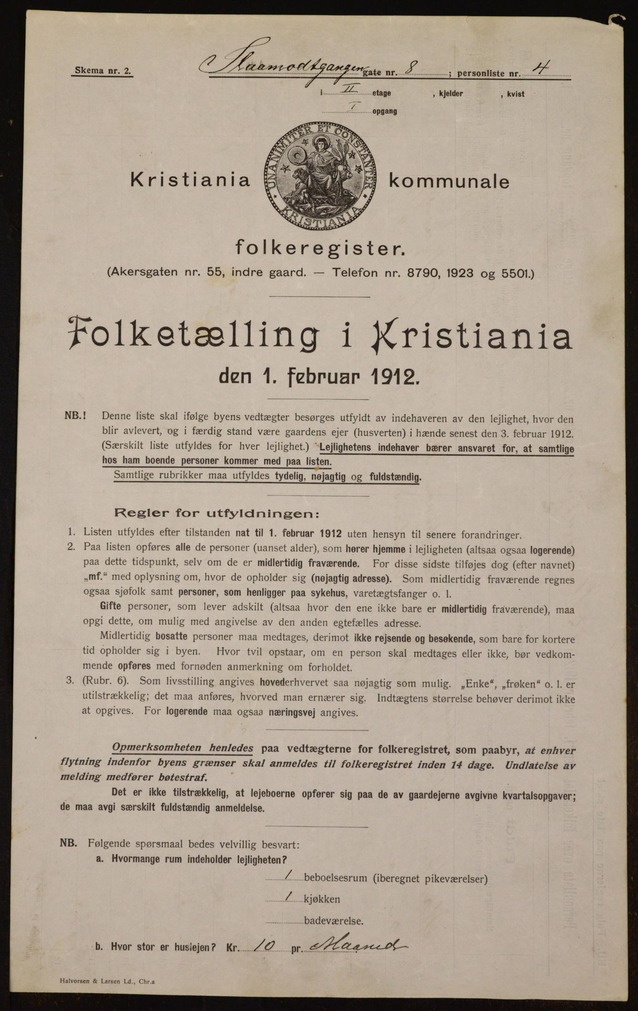 OBA, Kommunal folketelling 1.2.1912 for Kristiania, 1912, s. 97256