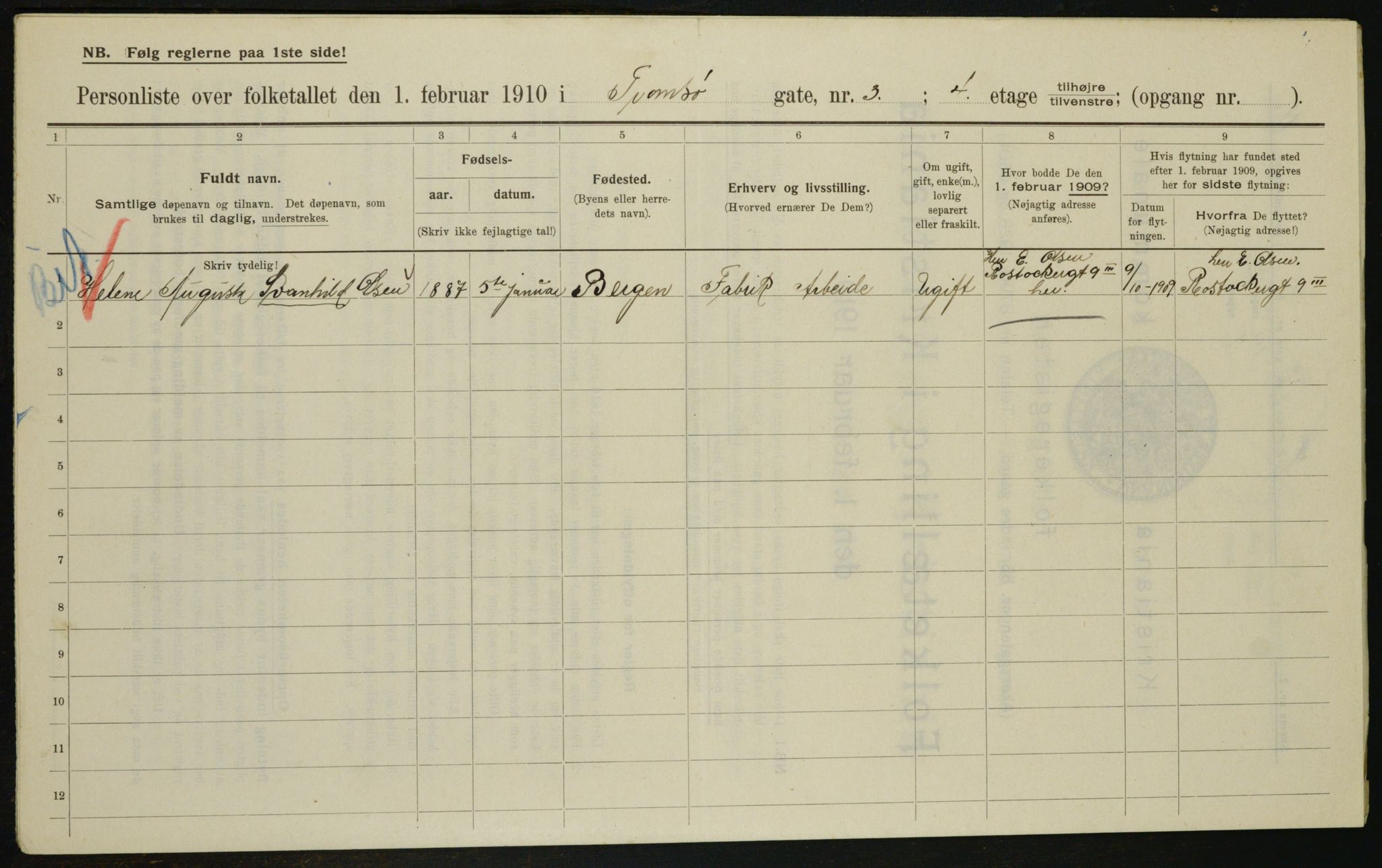 OBA, Kommunal folketelling 1.2.1910 for Kristiania, 1910, s. 109743