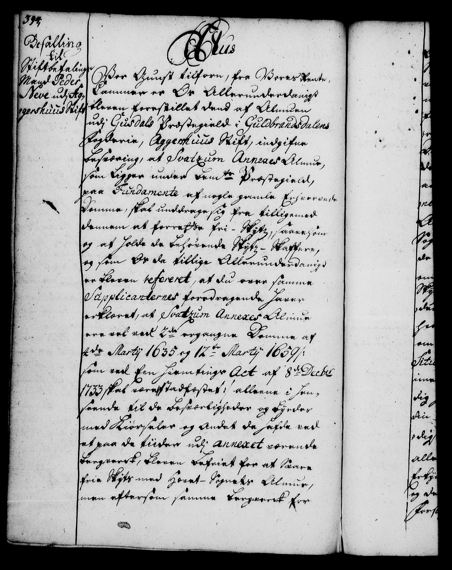 Rentekammeret, Kammerkanselliet, RA/EA-3111/G/Gg/Gga/L0004: Norsk ekspedisjonsprotokoll med register (merket RK 53.4), 1734-1741, s. 394