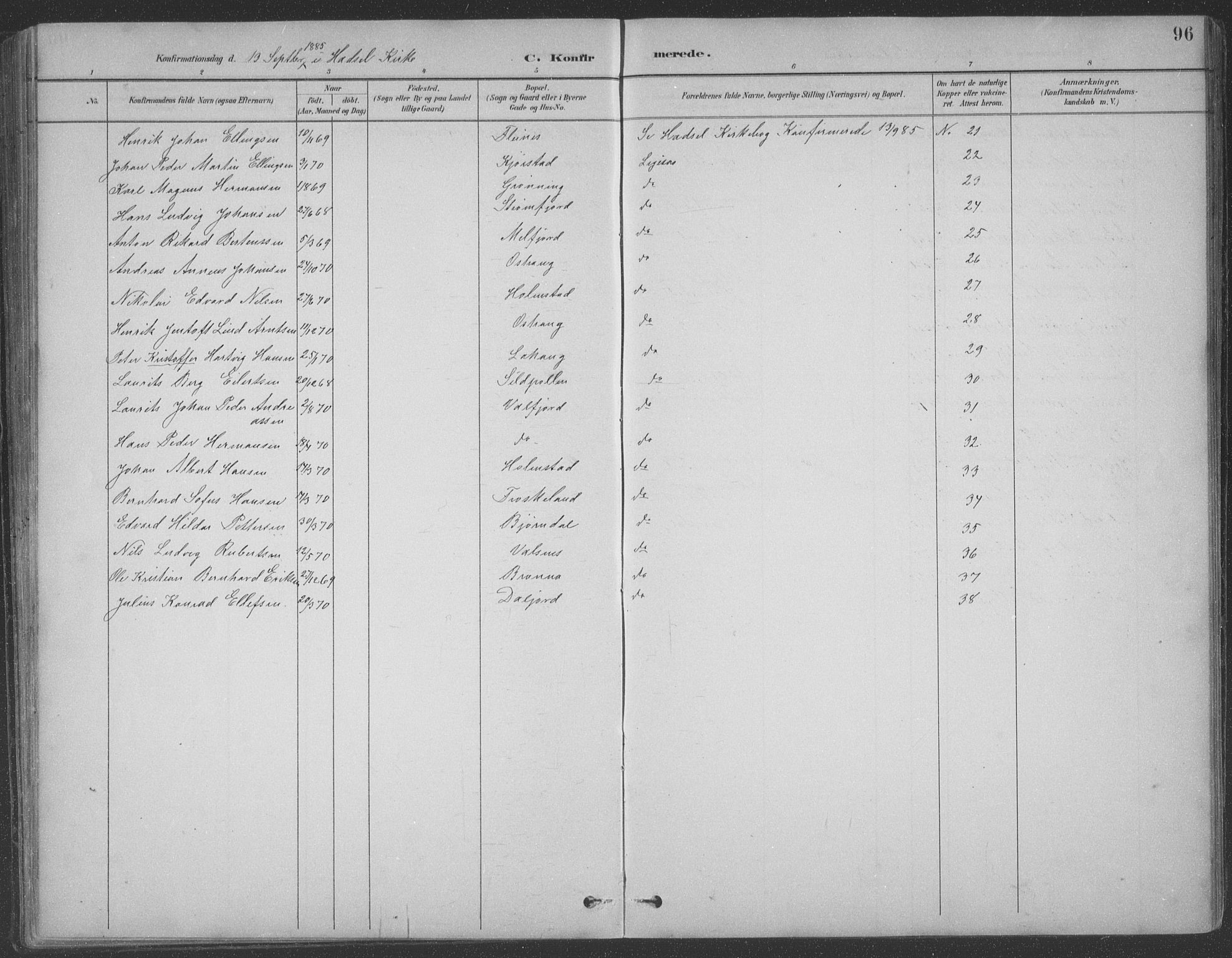 Ministerialprotokoller, klokkerbøker og fødselsregistre - Nordland, AV/SAT-A-1459/890/L1290: Klokkerbok nr. 890C01, 1882-1911, s. 96