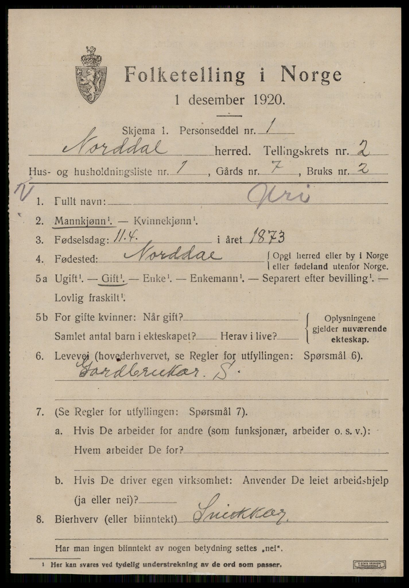 SAT, Folketelling 1920 for 1524 Norddal herred, 1920, s. 1439