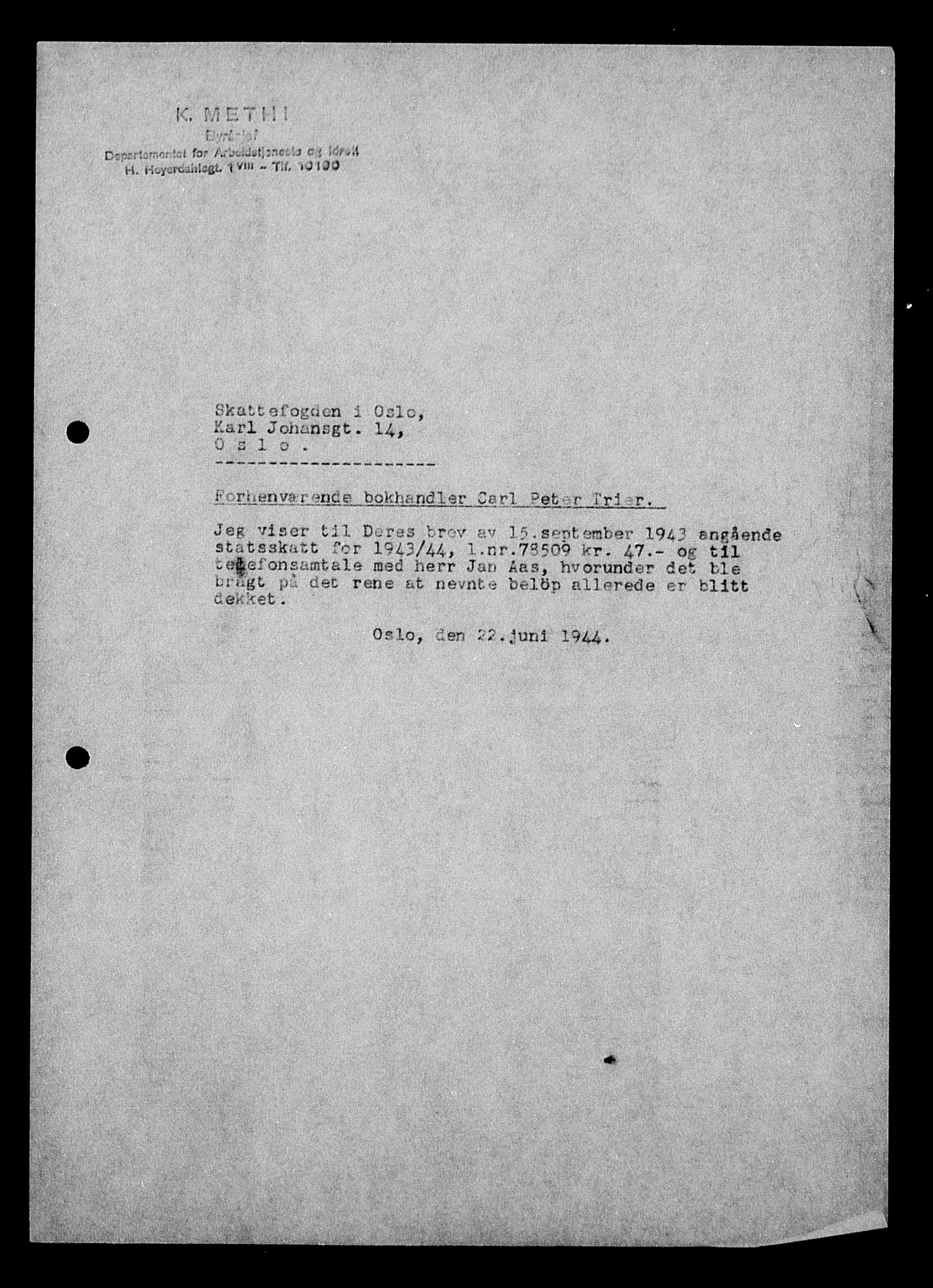 Justisdepartementet, Tilbakeføringskontoret for inndratte formuer, AV/RA-S-1564/H/Hc/Hcc/L0984: --, 1945-1947, s. 357