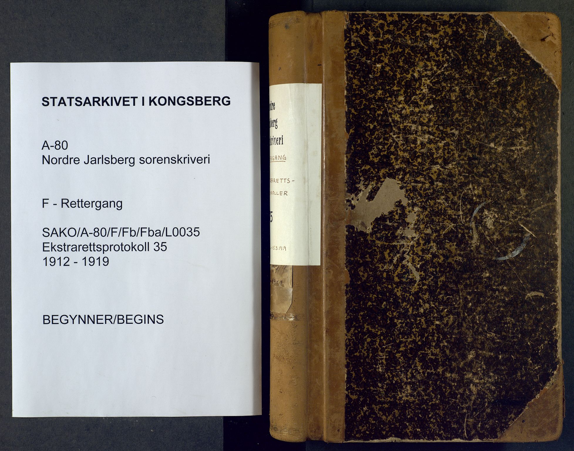 Nordre Jarlsberg sorenskriveri, AV/SAKO-A-80/F/Fb/Fba/L0035: Ekstrarettsprotokoll, 1912-1919