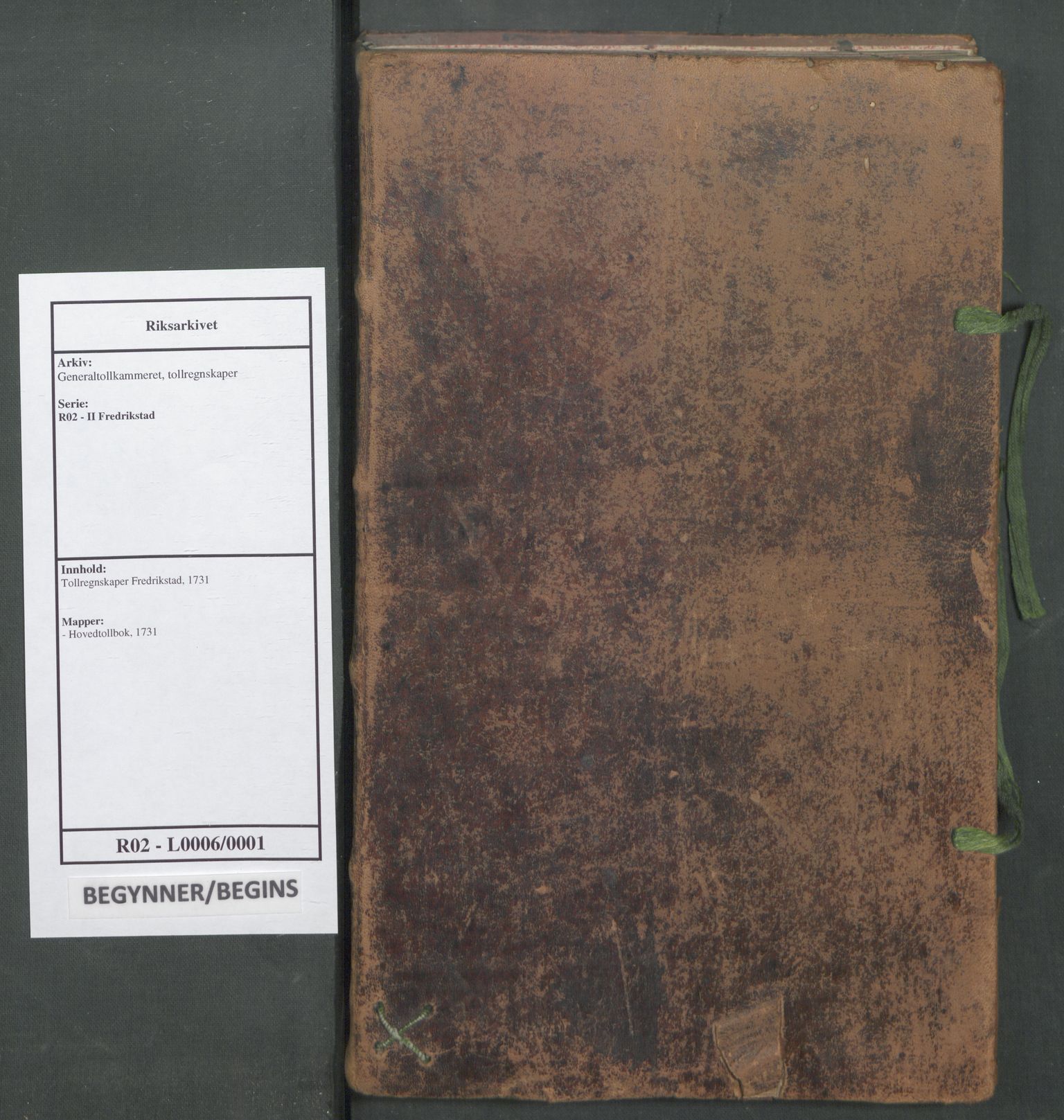 Generaltollkammeret, tollregnskaper, AV/RA-EA-5490/R02/L0006/0001: Tollregnskaper Fredrikstad / Hovedtollbok, 1731