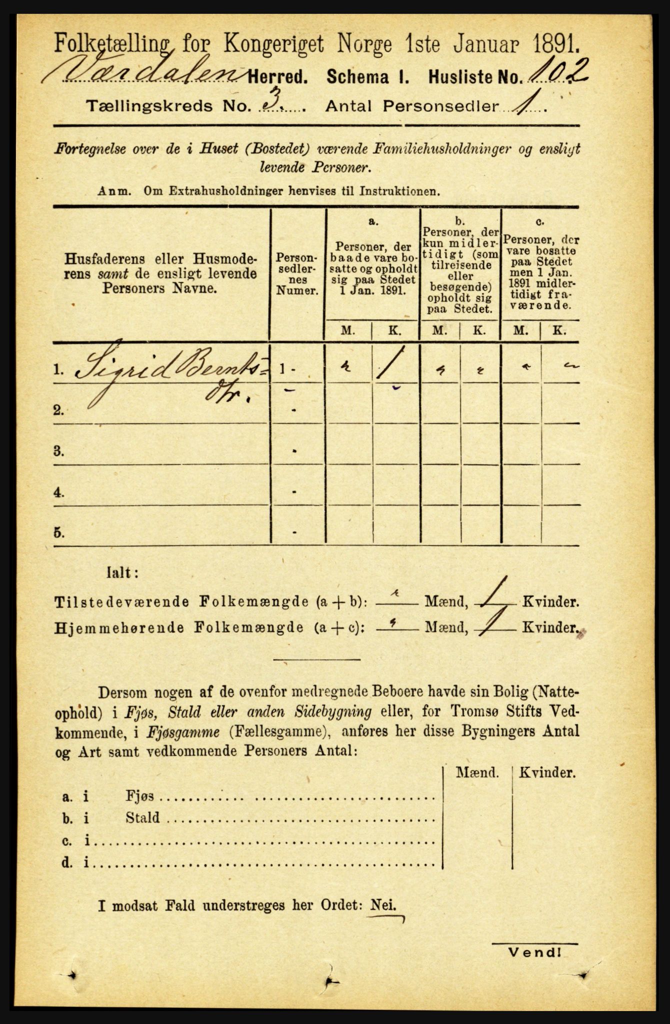 RA, Folketelling 1891 for 1721 Verdal herred, 1891, s. 1761