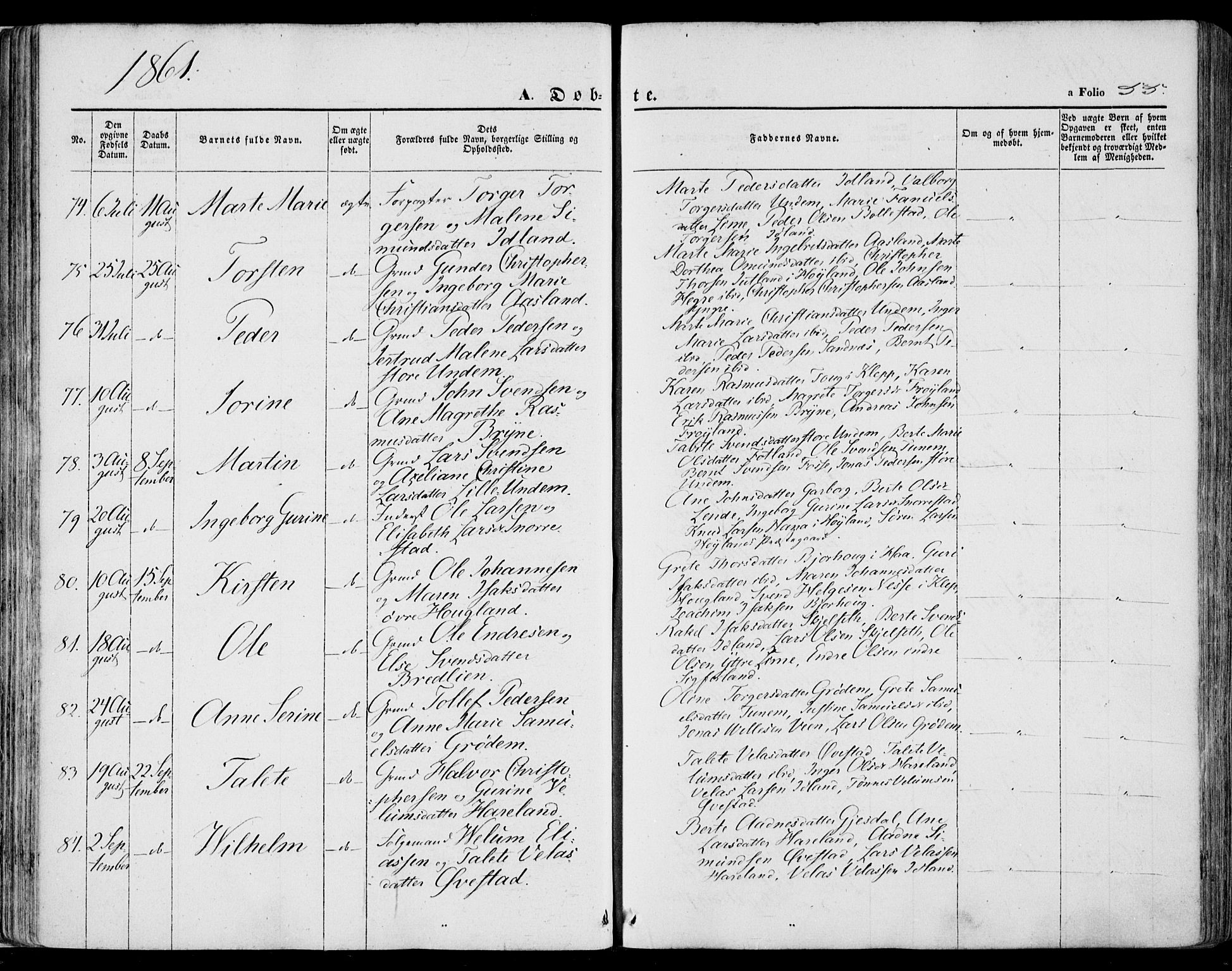 Lye sokneprestkontor, AV/SAST-A-101794/001/30BA/L0007: Ministerialbok nr. A 6, 1856-1871, s. 55