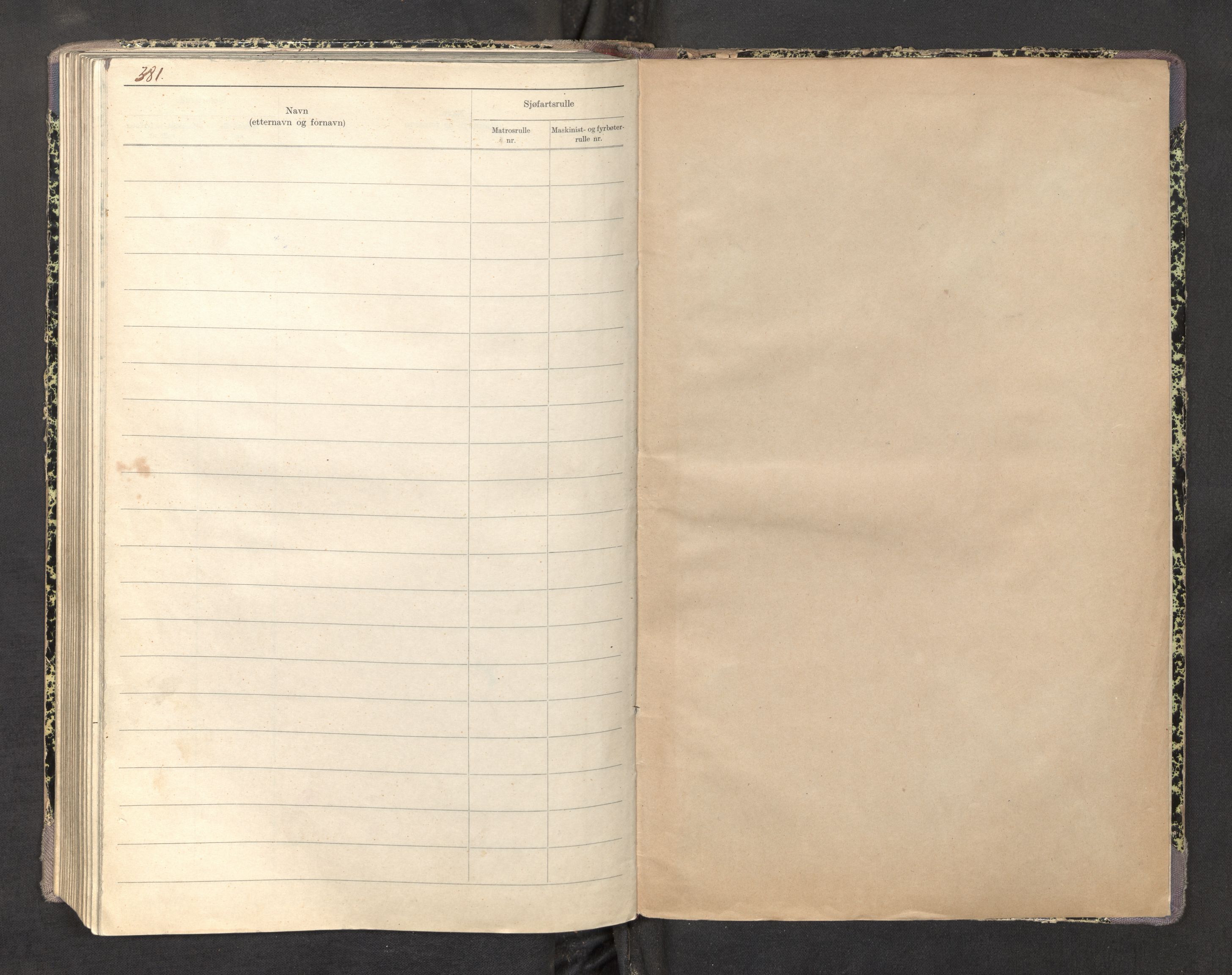 Innrulleringssjefen i Bergen, AV/SAB-A-100050/F/Fa/L0004: Register til sjøfartsrulle, Mønstringssjefen i Bergen, 1919-1948, s. 381