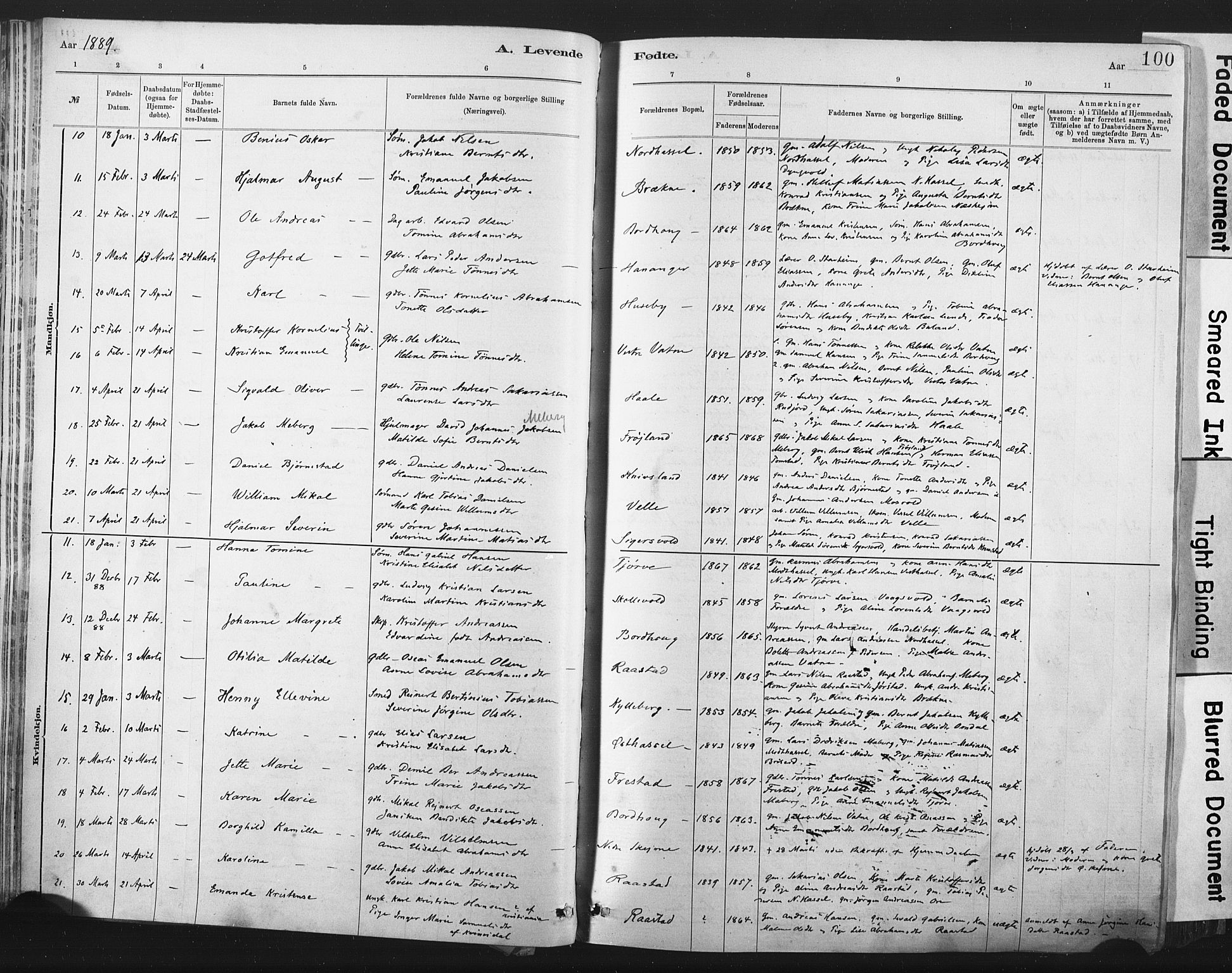 Lista sokneprestkontor, SAK/1111-0027/F/Fa/L0012: Ministerialbok nr. A 12, 1879-1903, s. 100