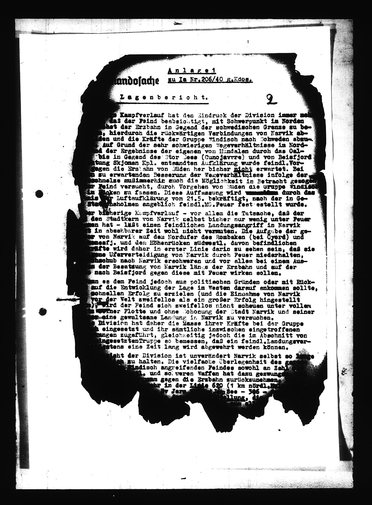 Documents Section, AV/RA-RAFA-2200/V/L0086: Amerikansk mikrofilm "Captured German Documents".
Box No. 725.  FKA jnr. 601/1954., 1940, s. 376