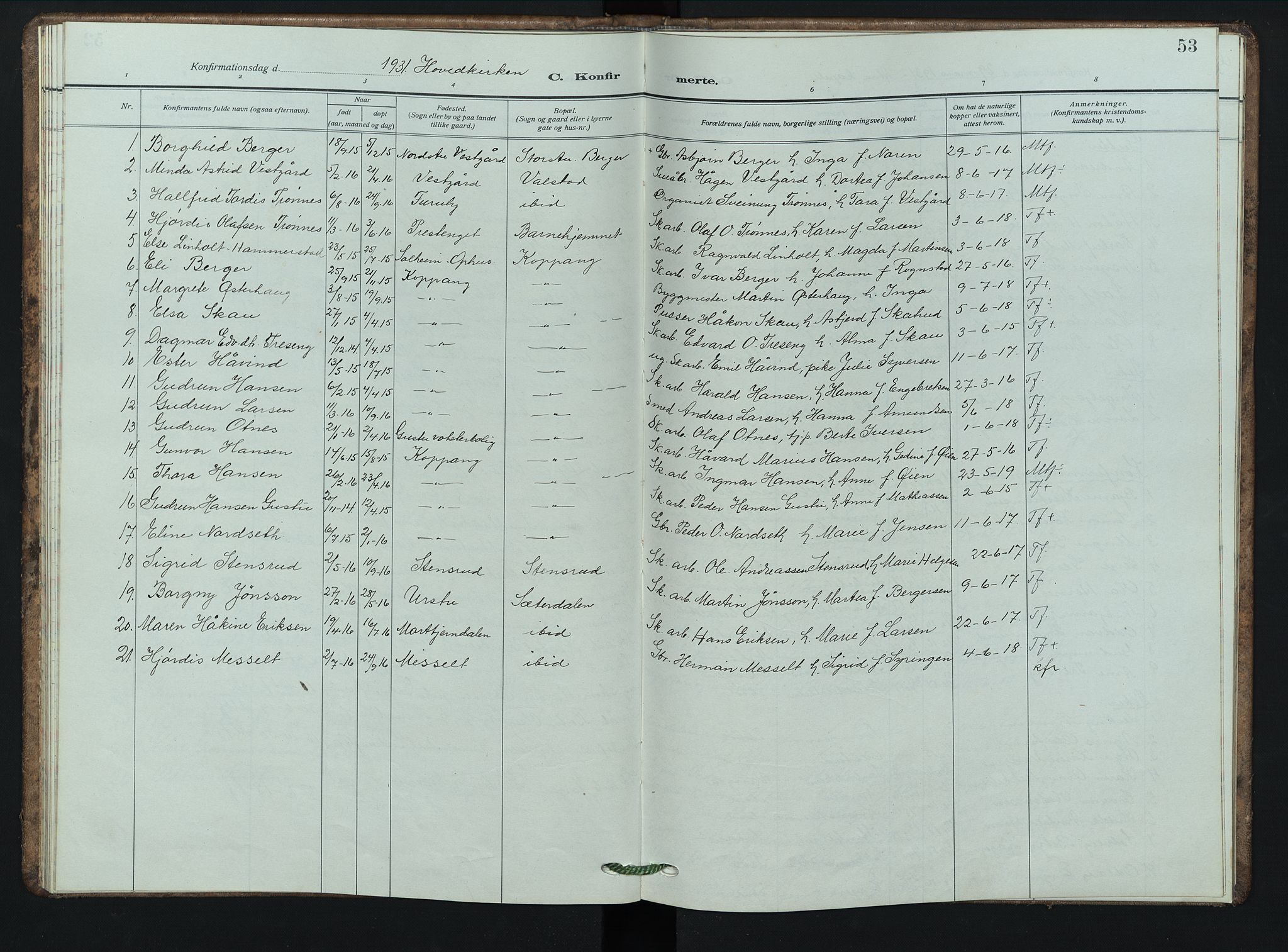 Stor-Elvdal prestekontor, AV/SAH-PREST-052/H/Ha/Hab/L0006: Klokkerbok nr. 6, 1921-1948, s. 53