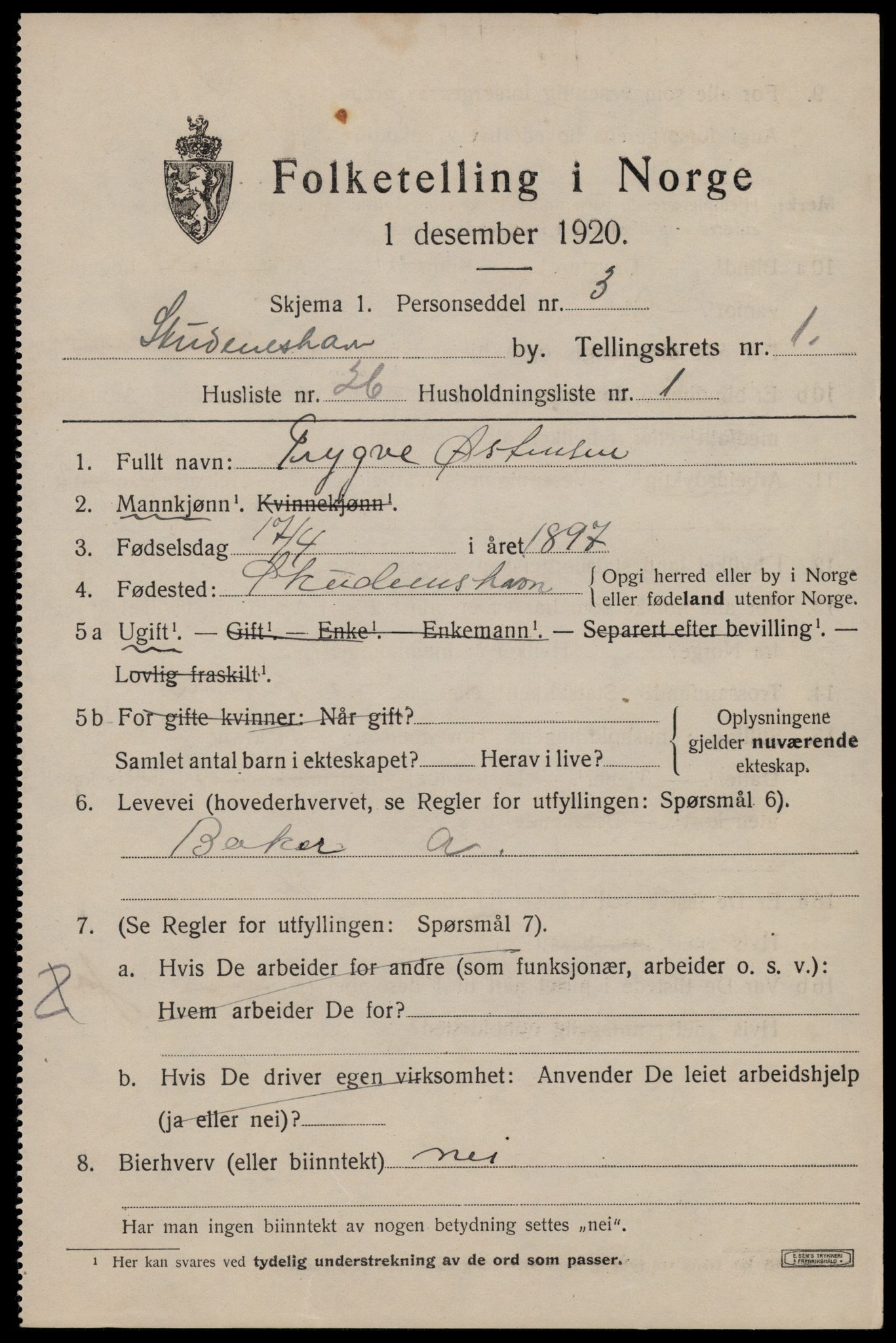 SAST, Folketelling 1920 for 1104 Skudeneshavn ladested, 1920, s. 1382