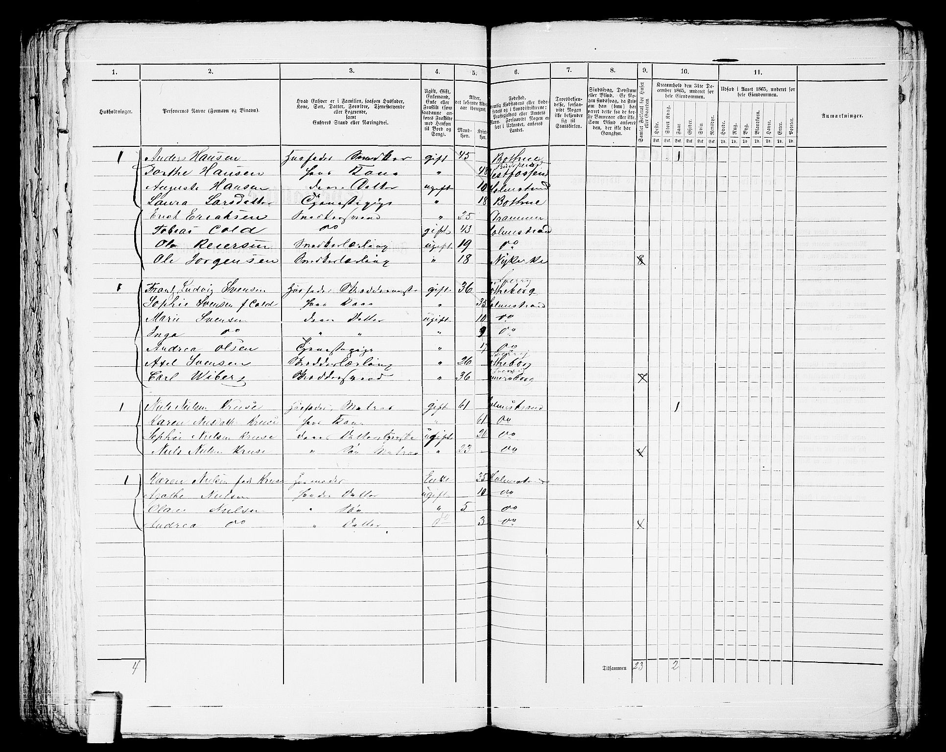 RA, Folketelling 1865 for 0702B Botne prestegjeld, Holmestrand kjøpstad, 1865, s. 254