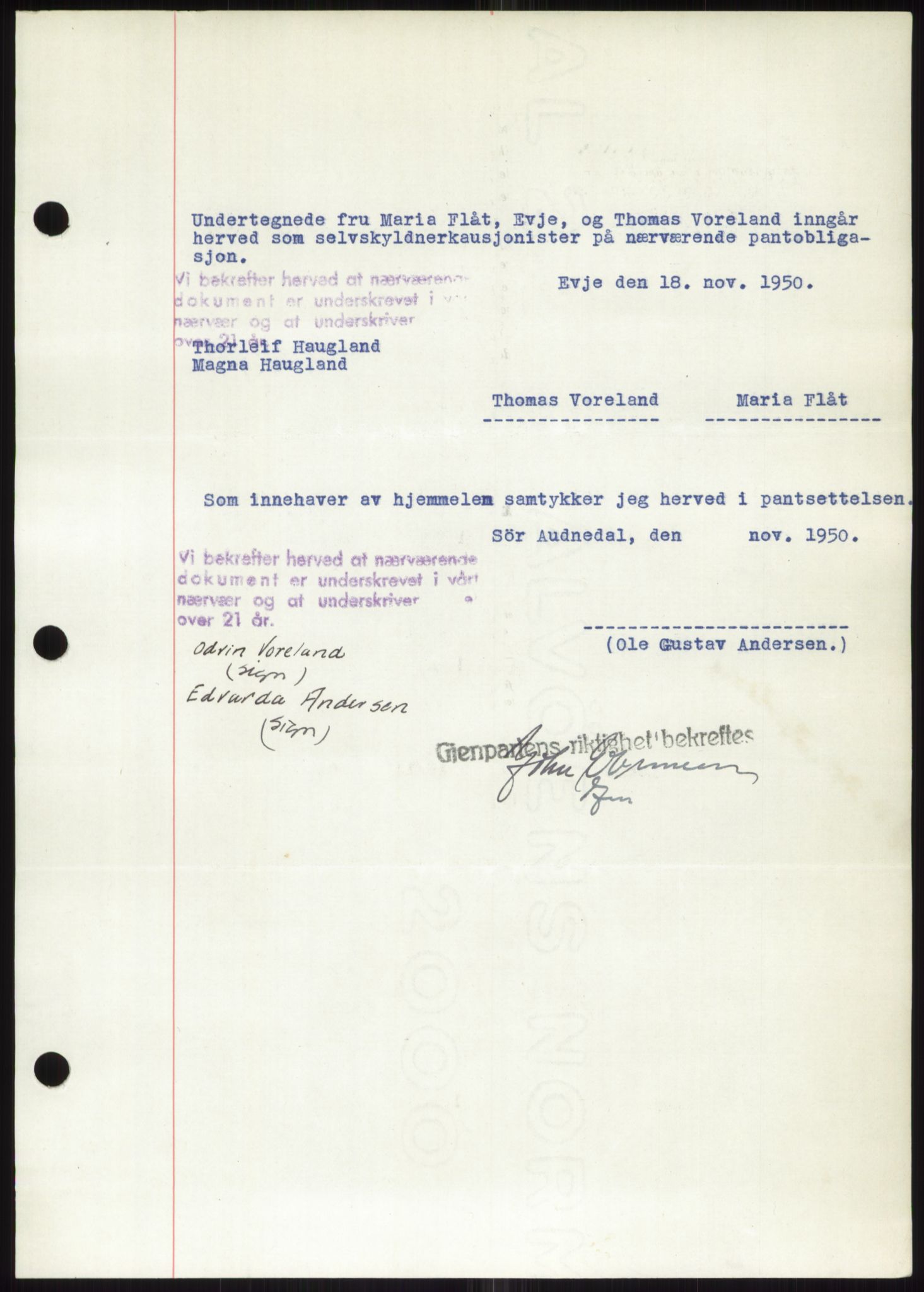 Mandal sorenskriveri, SAK/1221-0005/001/G/Gb/Gbb/L0002: Pantebok nr. B-2 - B-3, 1946-1950, Tingl.dato: 01.11.1950