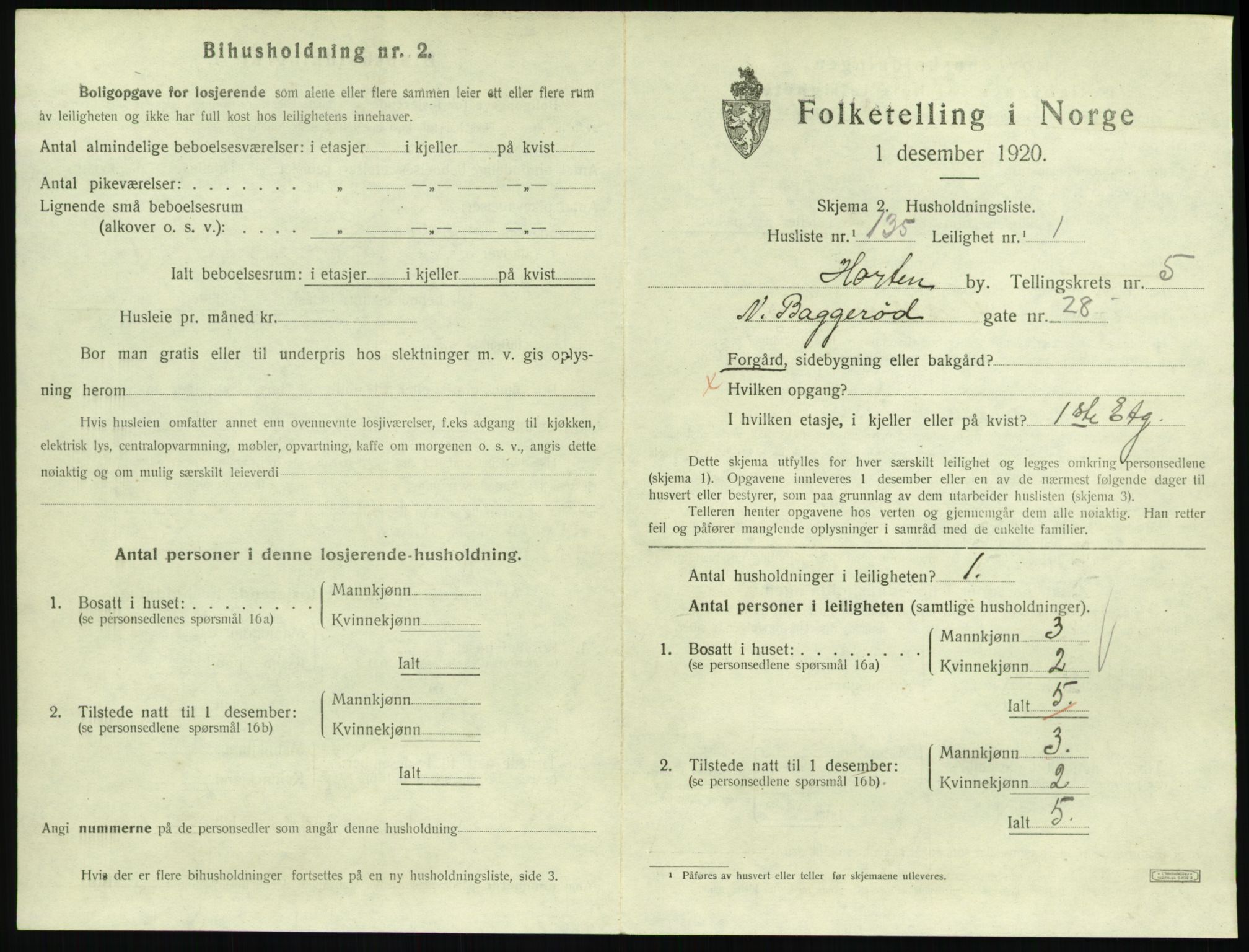 SAKO, Folketelling 1920 for 0703 Horten kjøpstad, 1920, s. 6127