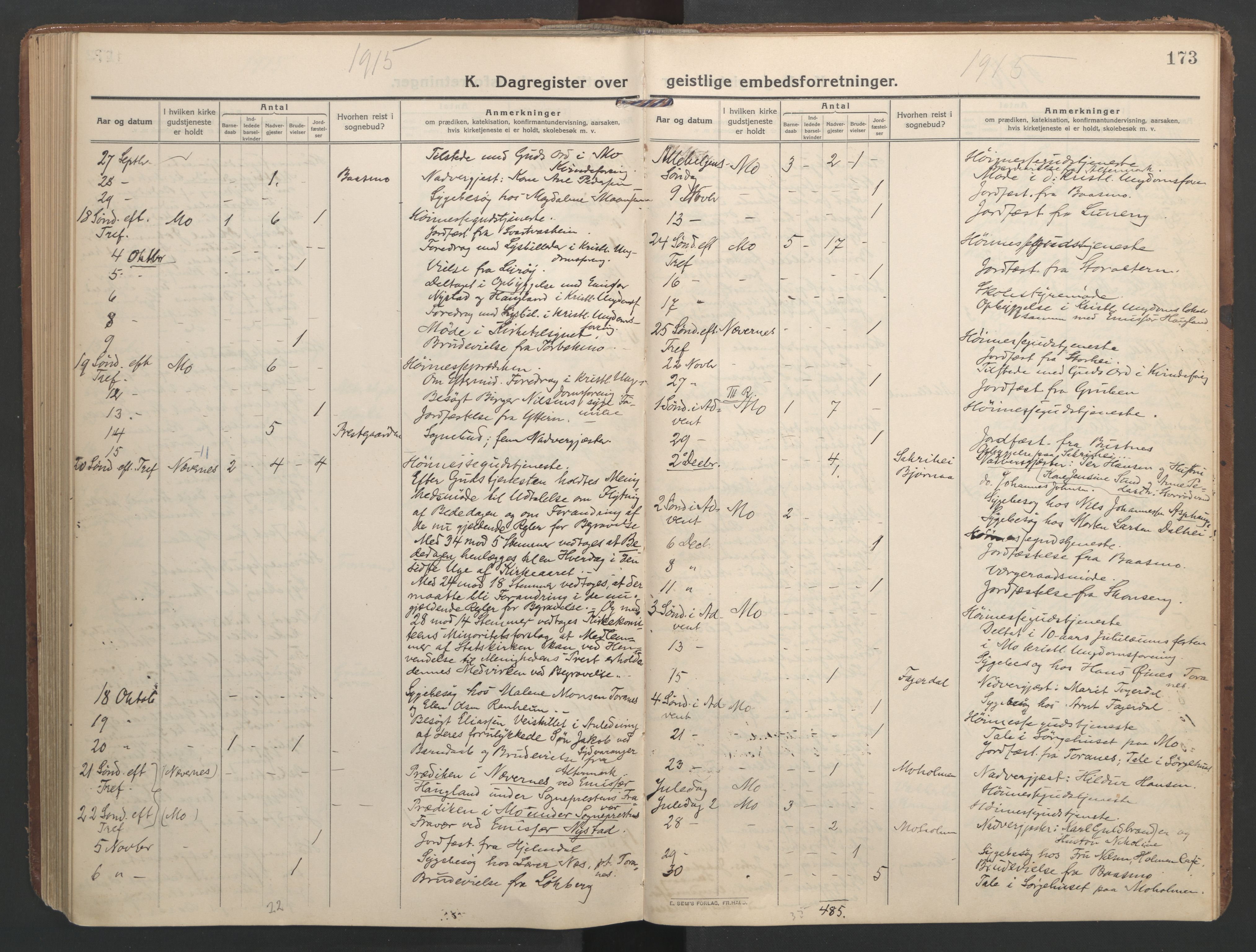 Ministerialprotokoller, klokkerbøker og fødselsregistre - Nordland, SAT/A-1459/827/L0405: Ministerialbok nr. 827A17, 1912-1925, s. 173