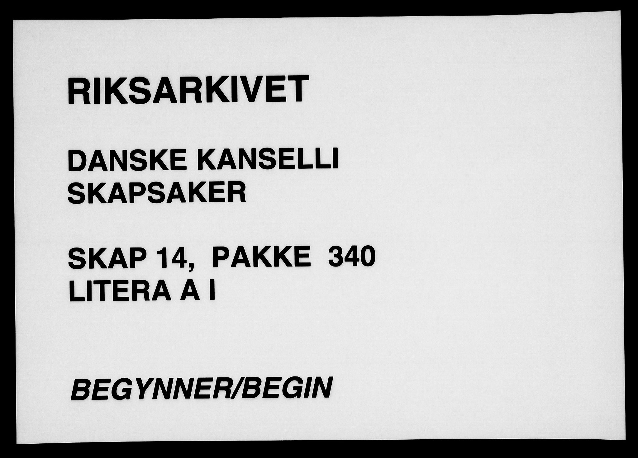 Danske Kanselli, Skapsaker, RA/EA-4061/F/L0068: Skap 14, pakke 340A, 1685-1686, s. 1