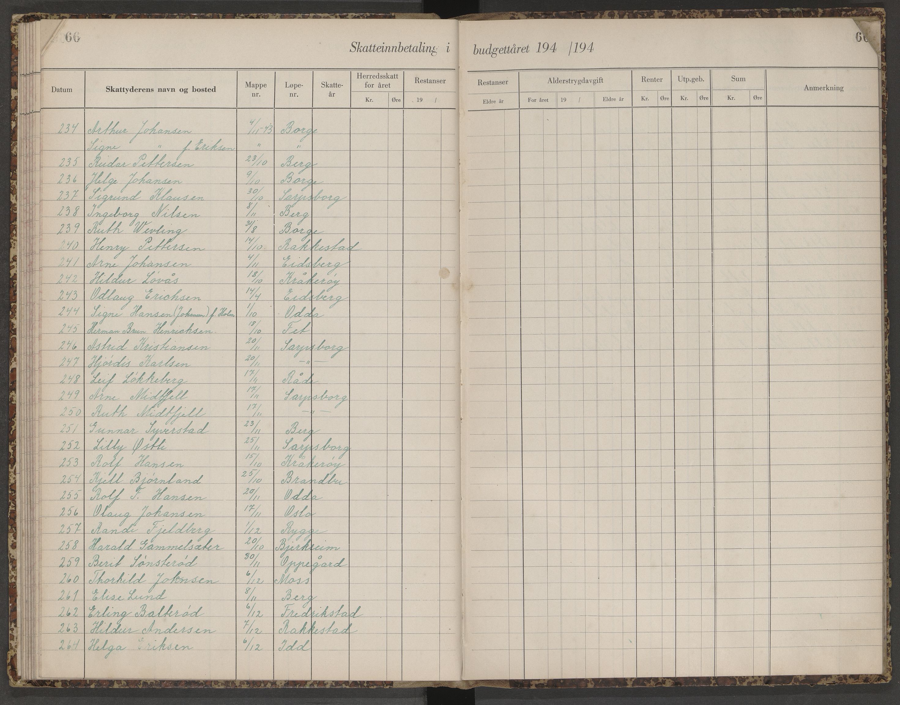 Skjeberg folkeregister, AV/SAO-A-10495/K/Ka/L0003: Fortegnelse over inn- og utflyttede, 1943-1947, s. 66