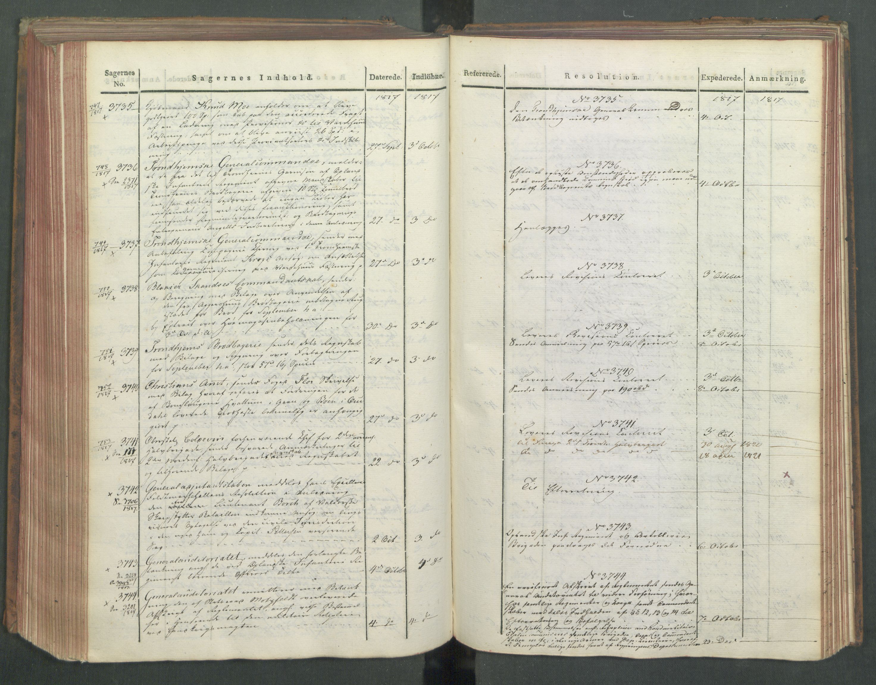 Armédepartementet, AV/RA-RAFA-3493/C/Ca/L0012: 6. Departements Journal, 1817