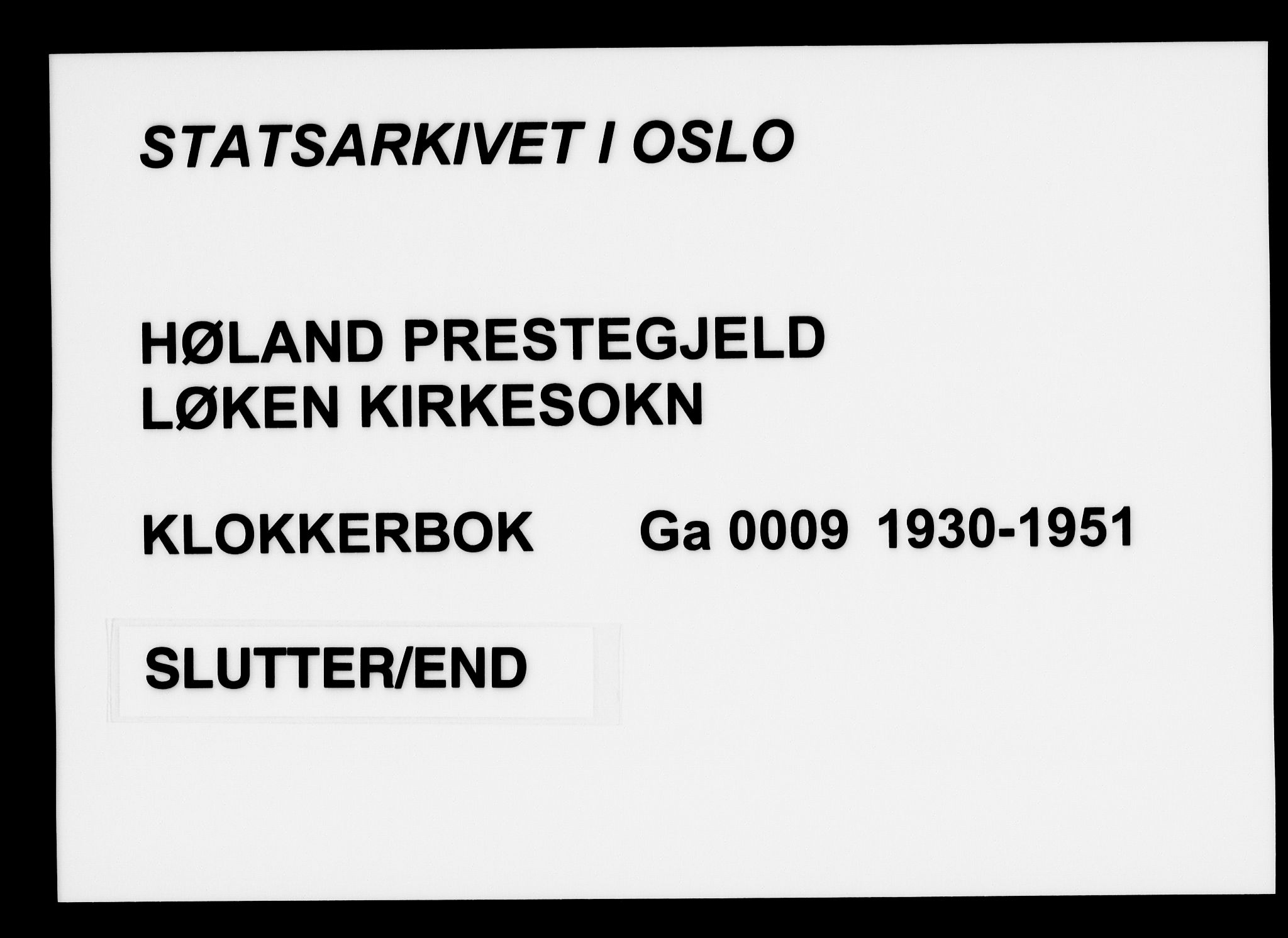 Høland prestekontor Kirkebøker, AV/SAO-A-10346a/G/Ga/L0009: Klokkerbok nr. I 9, 1930-1951