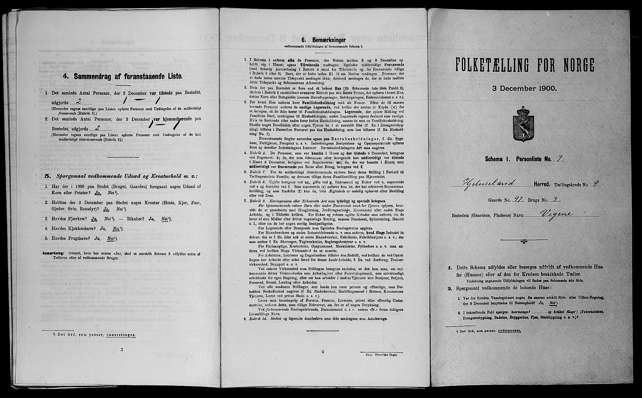 SAST, Folketelling 1900 for 1133 Hjelmeland herred, 1900, s. 509