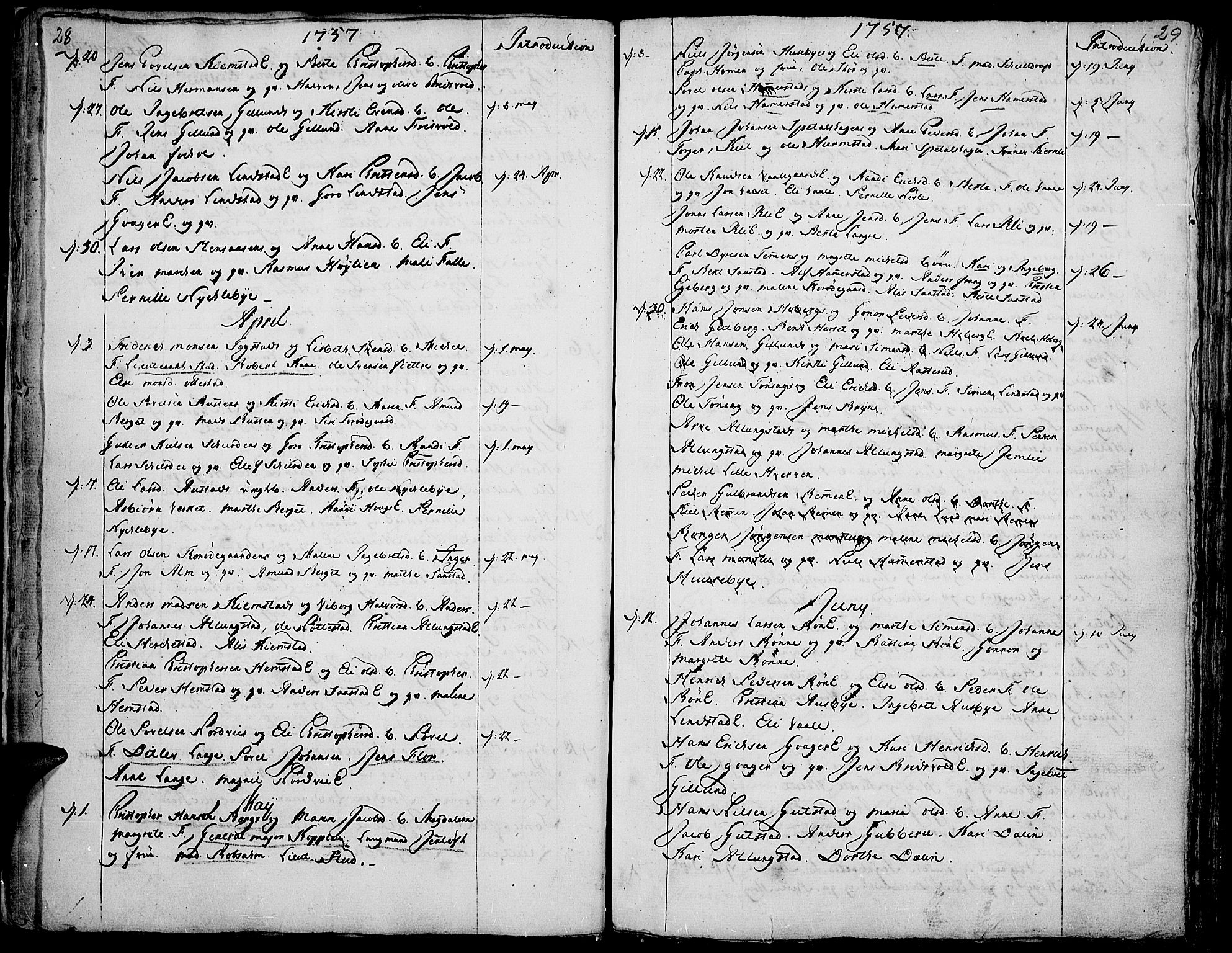 Stange prestekontor, AV/SAH-PREST-002/K/L0005: Ministerialbok nr. 5, 1754-1762, s. 28-29