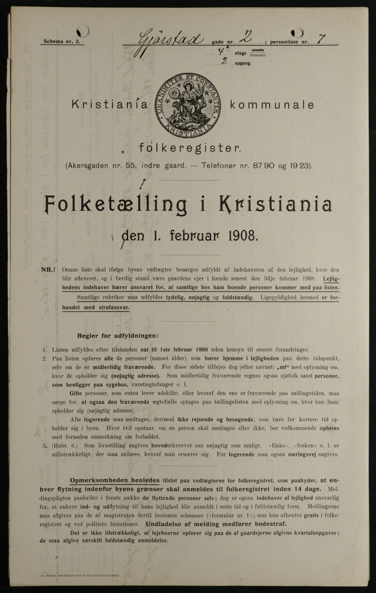 OBA, Kommunal folketelling 1.2.1908 for Kristiania kjøpstad, 1908, s. 26395